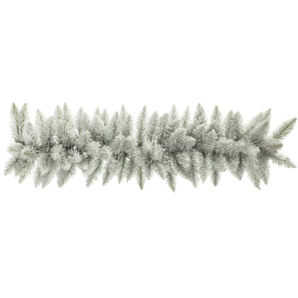 Ghirlanda de Craciun 1m din Crengute de Brad Artificial WhiteSnow Acoperita cu Zapada, Lungime 100cm, Diametru Bogat 35cm