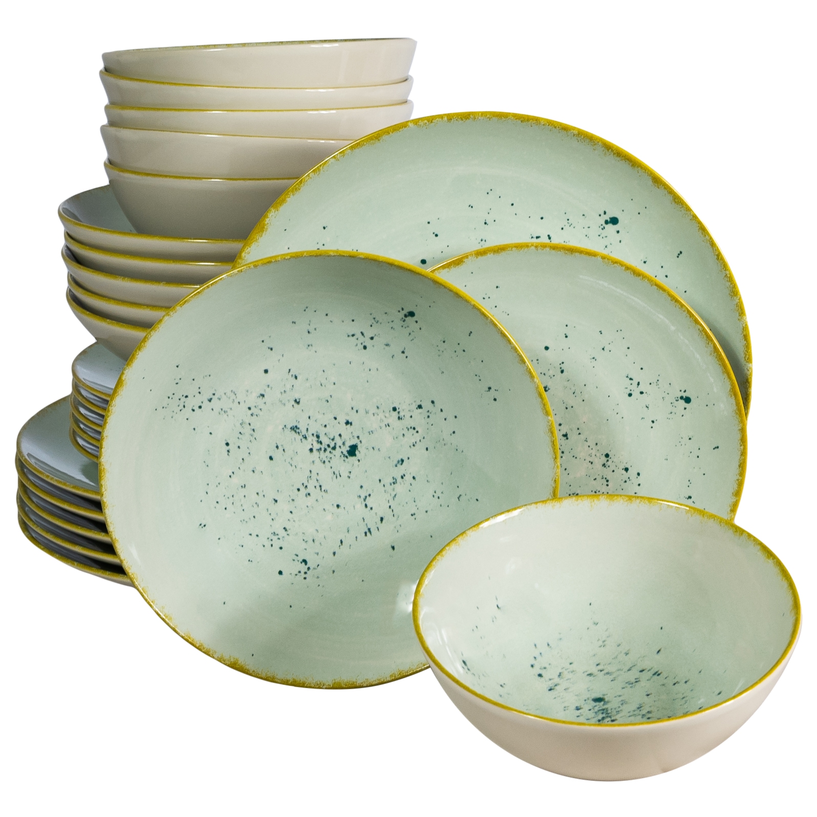 Set Complet Serviciu De Masa, Light Pistachio, 24 piese, Cesiro, Verde Pastel