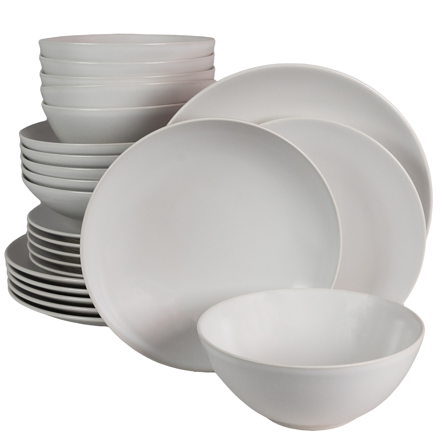 Set Complet Serviciu De Masa, Snow, 24 piese, Cesiro, Alb Mat
