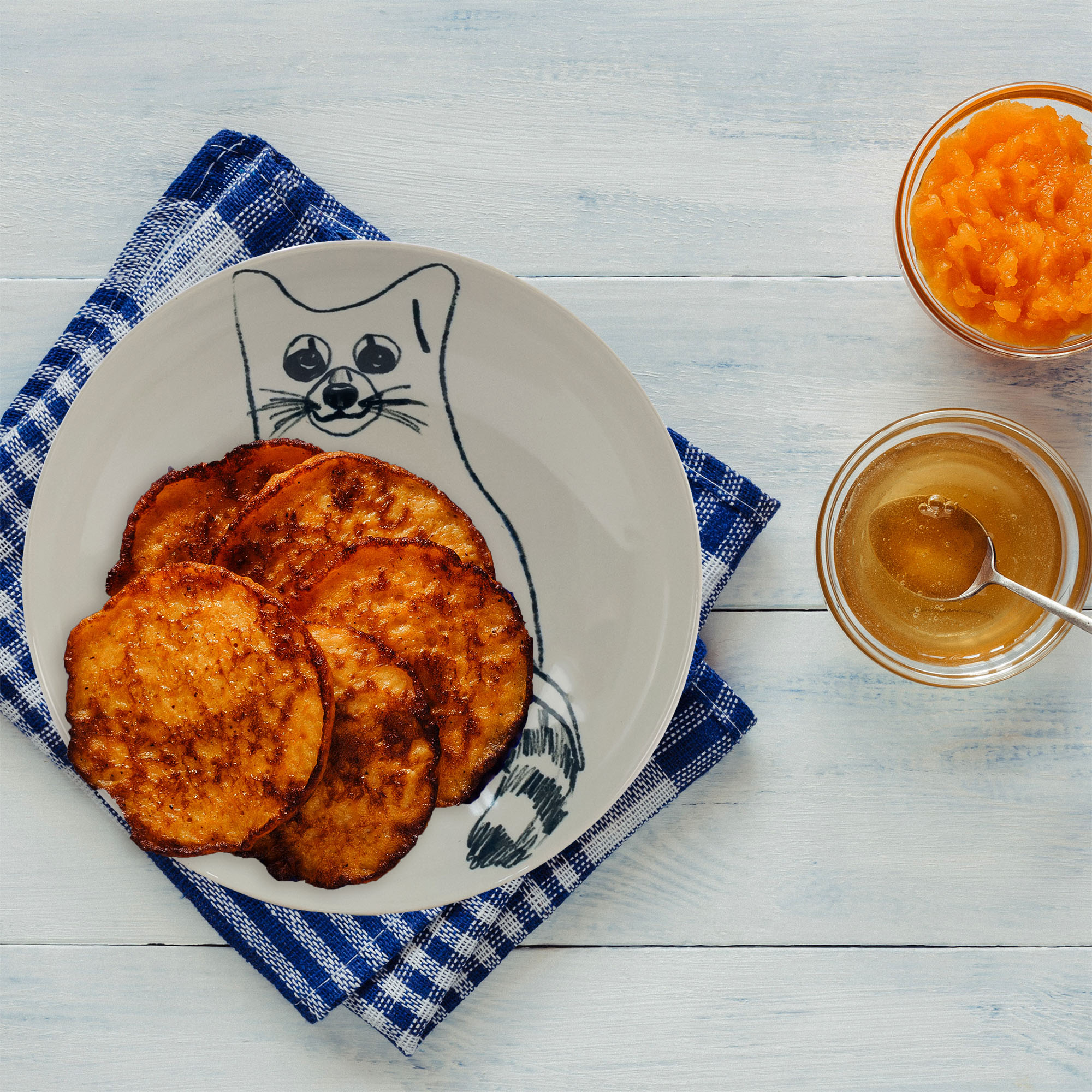 Set Complet Serviciu De Masa, Pumpkin Cat, 24 piese, Cesiro, Ivoire cu Pisica