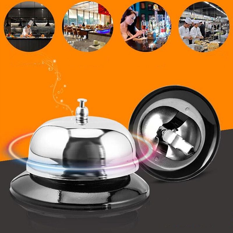 Clopotel sonerie pentru receptie hotel, bar, pensiune, PROCART, otel inoxidabil, diametru 5.5 cm