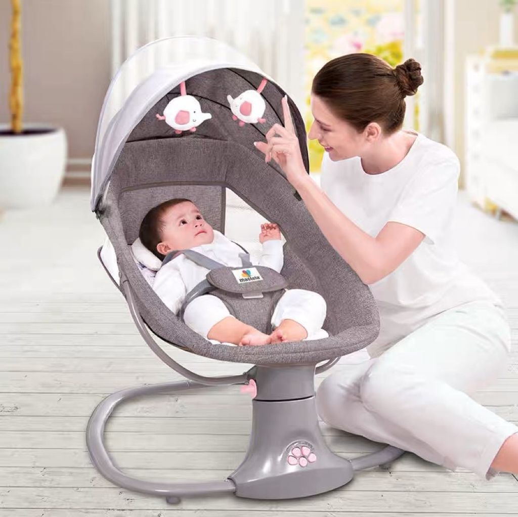 Balansoar electric 3 in 1, cu bluetooth, telecomanda, Mastela, roz