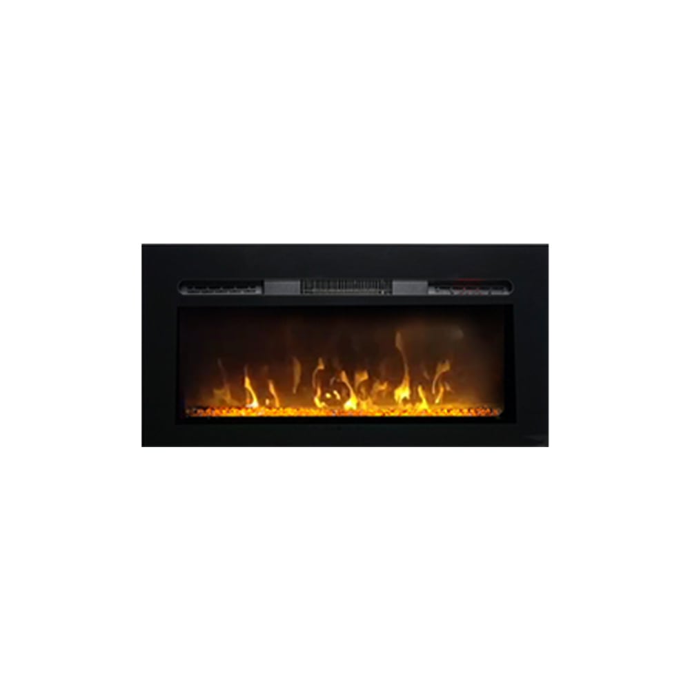 Semineu electric 3D ElectricSun PAULA GLASS negru mic, pe perete, podea sau incorporabil, cu sunet, 10 culori, L122xH45cm