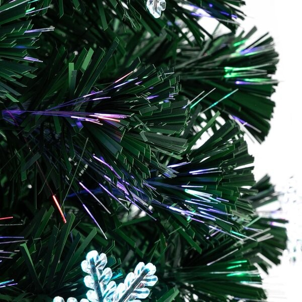 Brad de craciun artificial, cu fibra optica si fulgi de zapada, 180 cm, lumineaza multicolor  