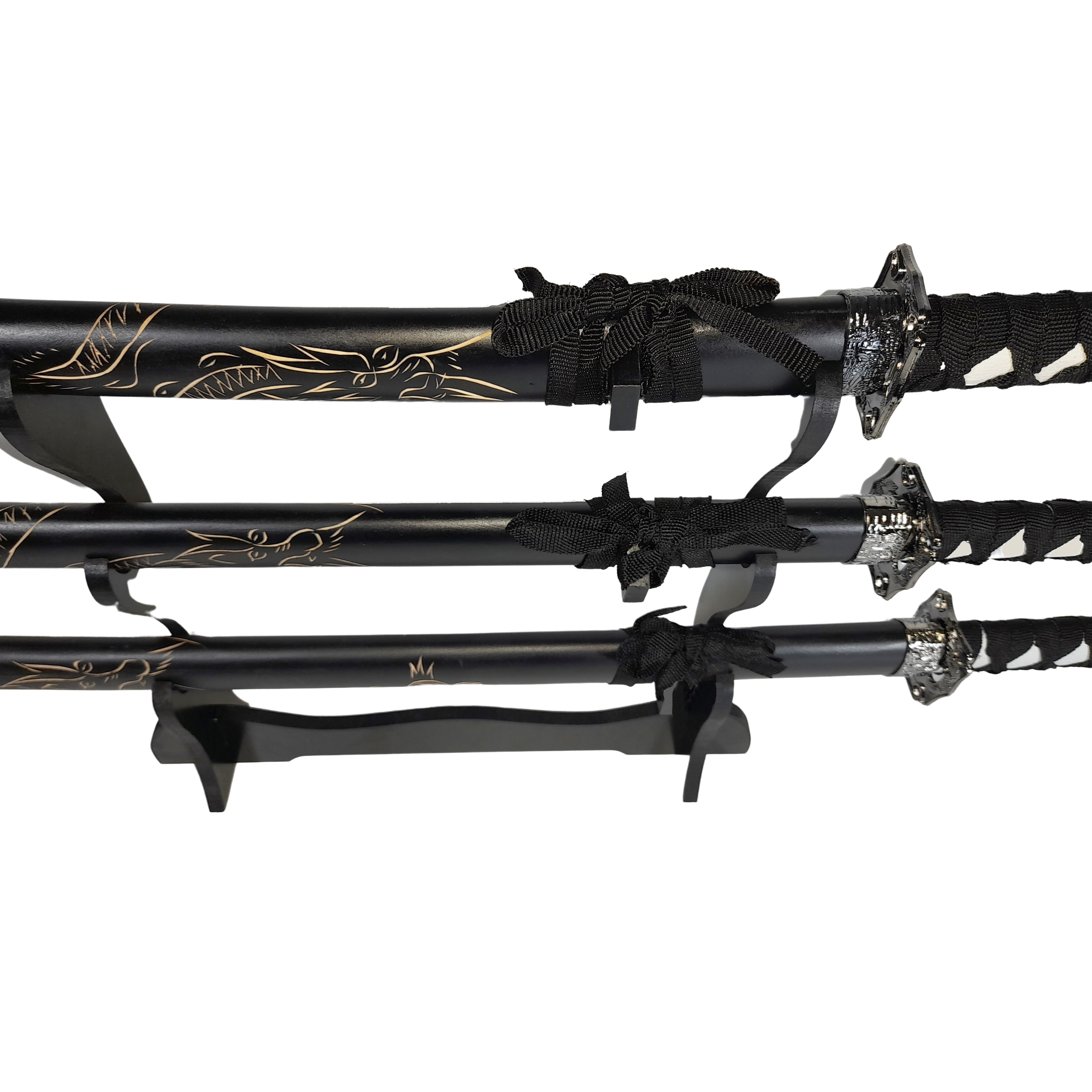 Set sabii katane decorative IdeallStore, panoplie, Ninja Warrior, negru, metal, 83 cm, teaca inclusa