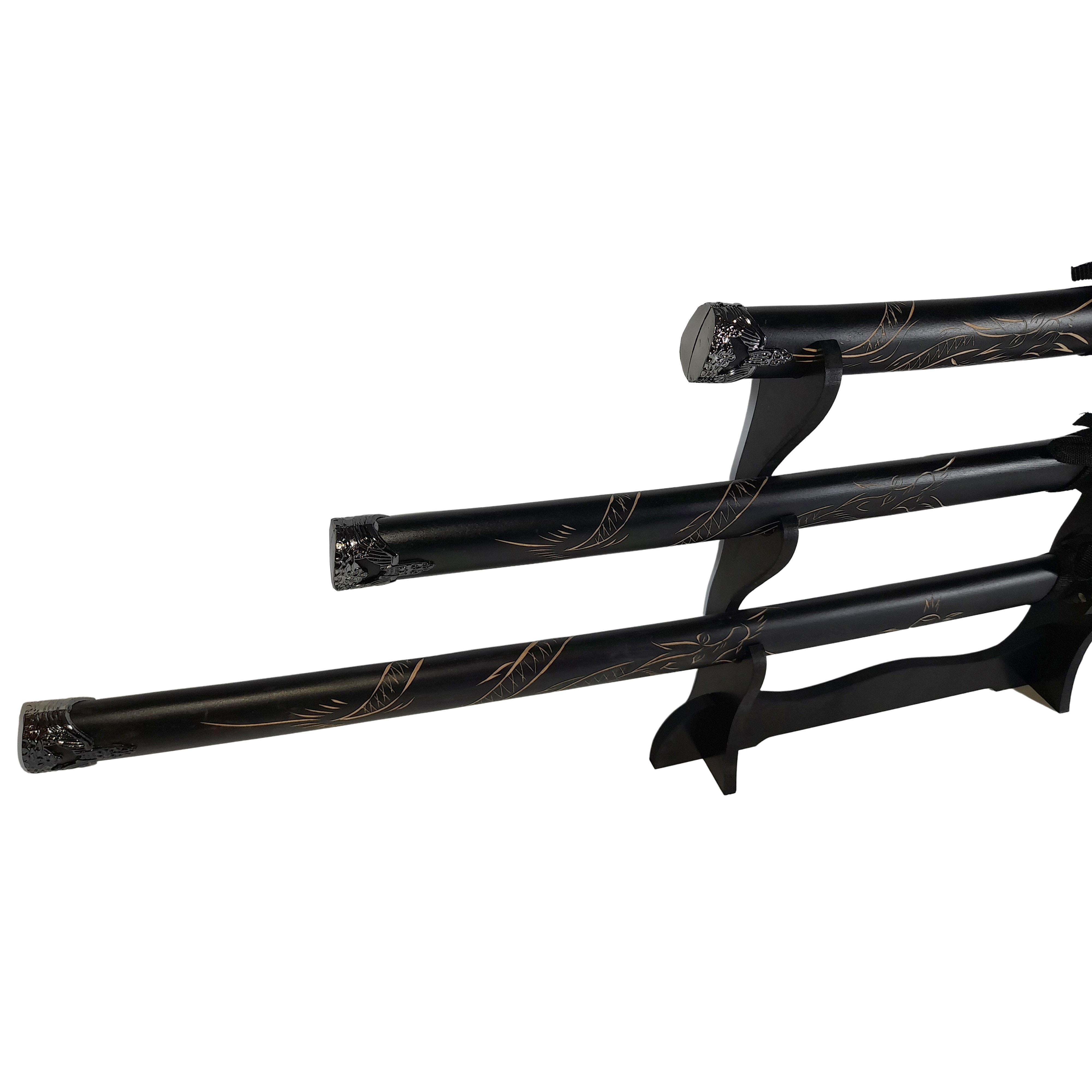 Set sabii katane decorative IdeallStore, panoplie, Ninja Warrior, negru, metal, 83 cm, teaca inclusa