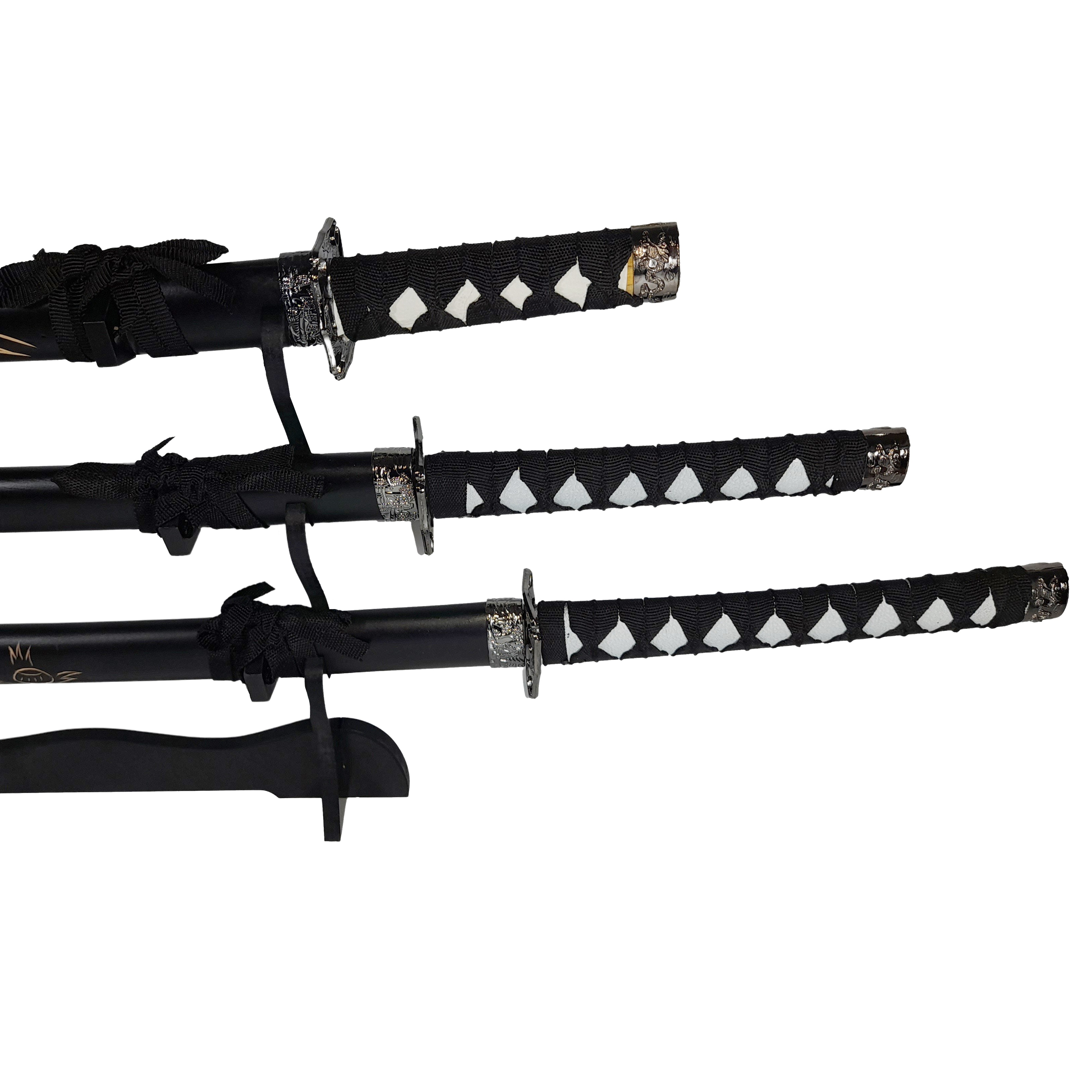 Set sabii katane decorative IdeallStore, panoplie, Ninja Warrior, negru, metal, 83 cm, teaca inclusa