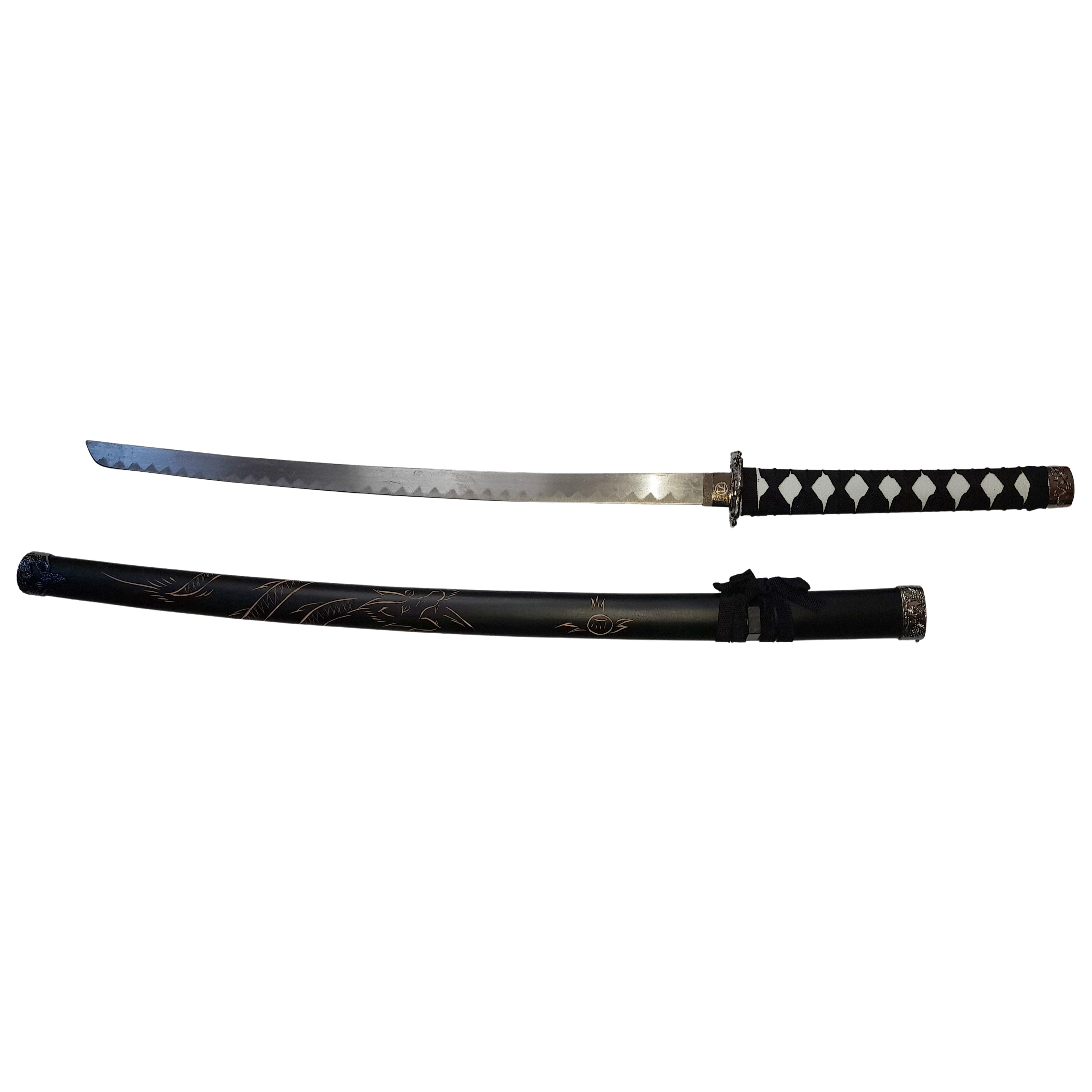 Set sabii katane decorative IdeallStore, panoplie, Ninja Warrior, negru, metal, 83 cm, teaca inclusa