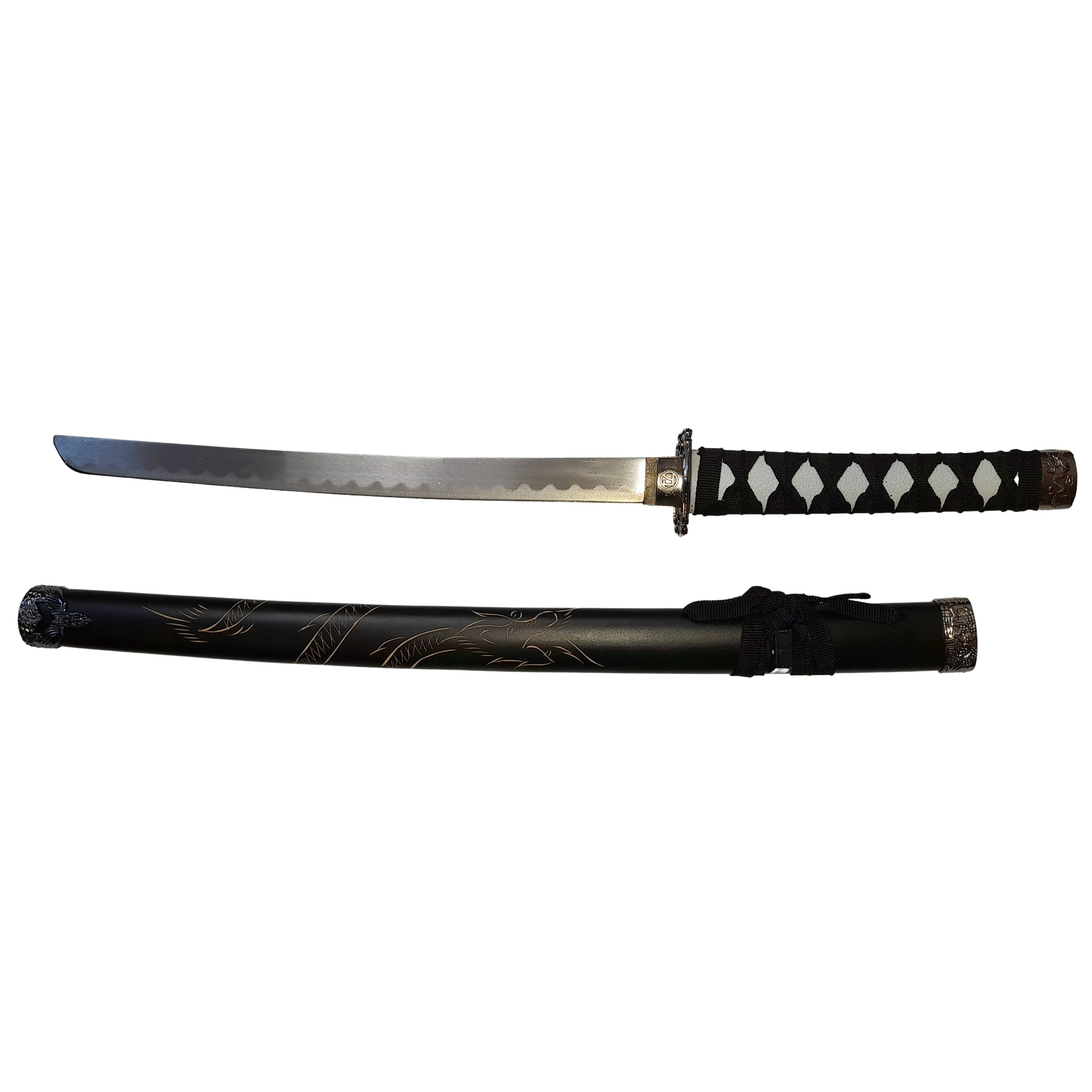 Set sabii katane decorative IdeallStore, panoplie, Ninja Warrior, negru, metal, 83 cm, teaca inclusa