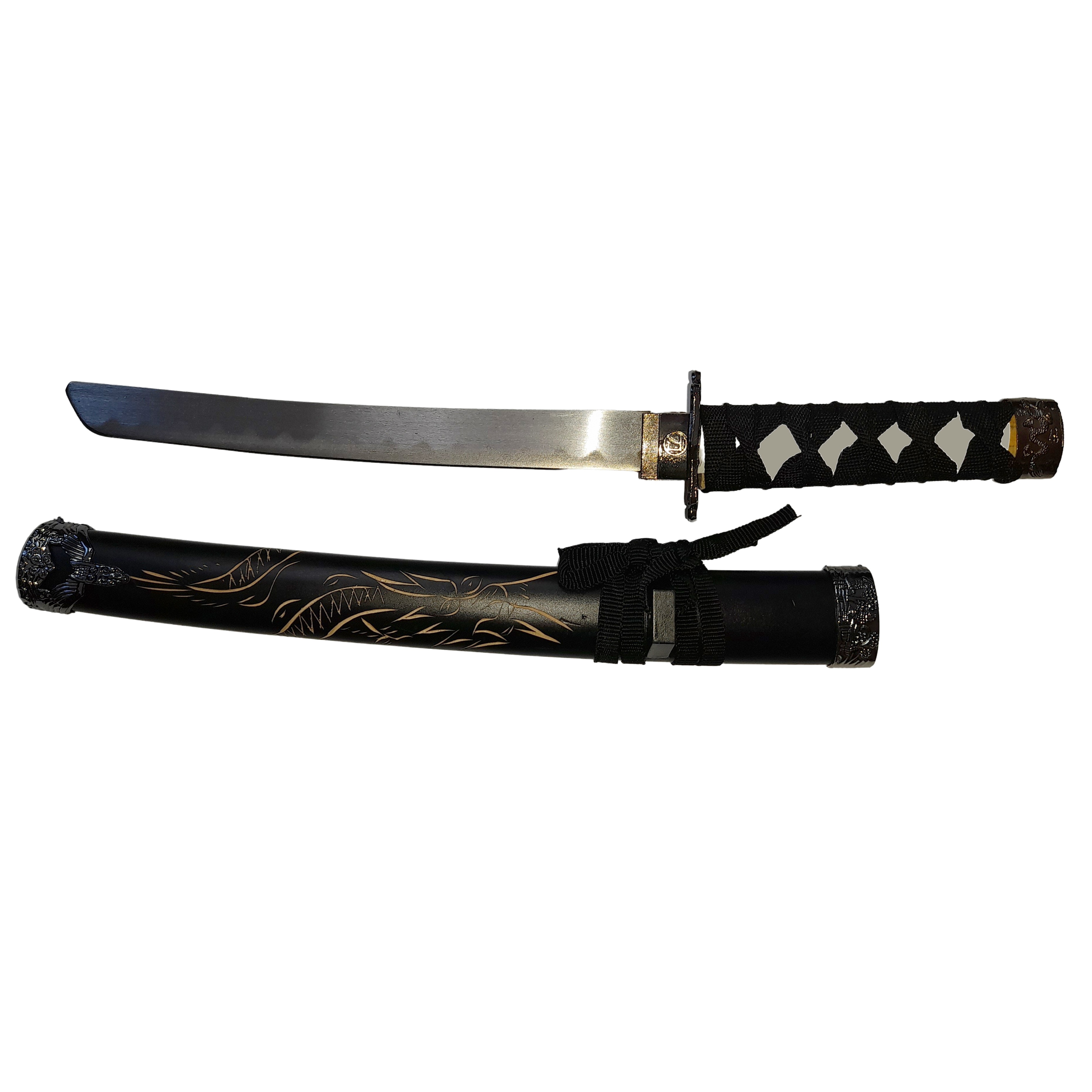 Set sabii katane decorative IdeallStore, panoplie, Ninja Warrior, negru, metal, 83 cm, teaca inclusa