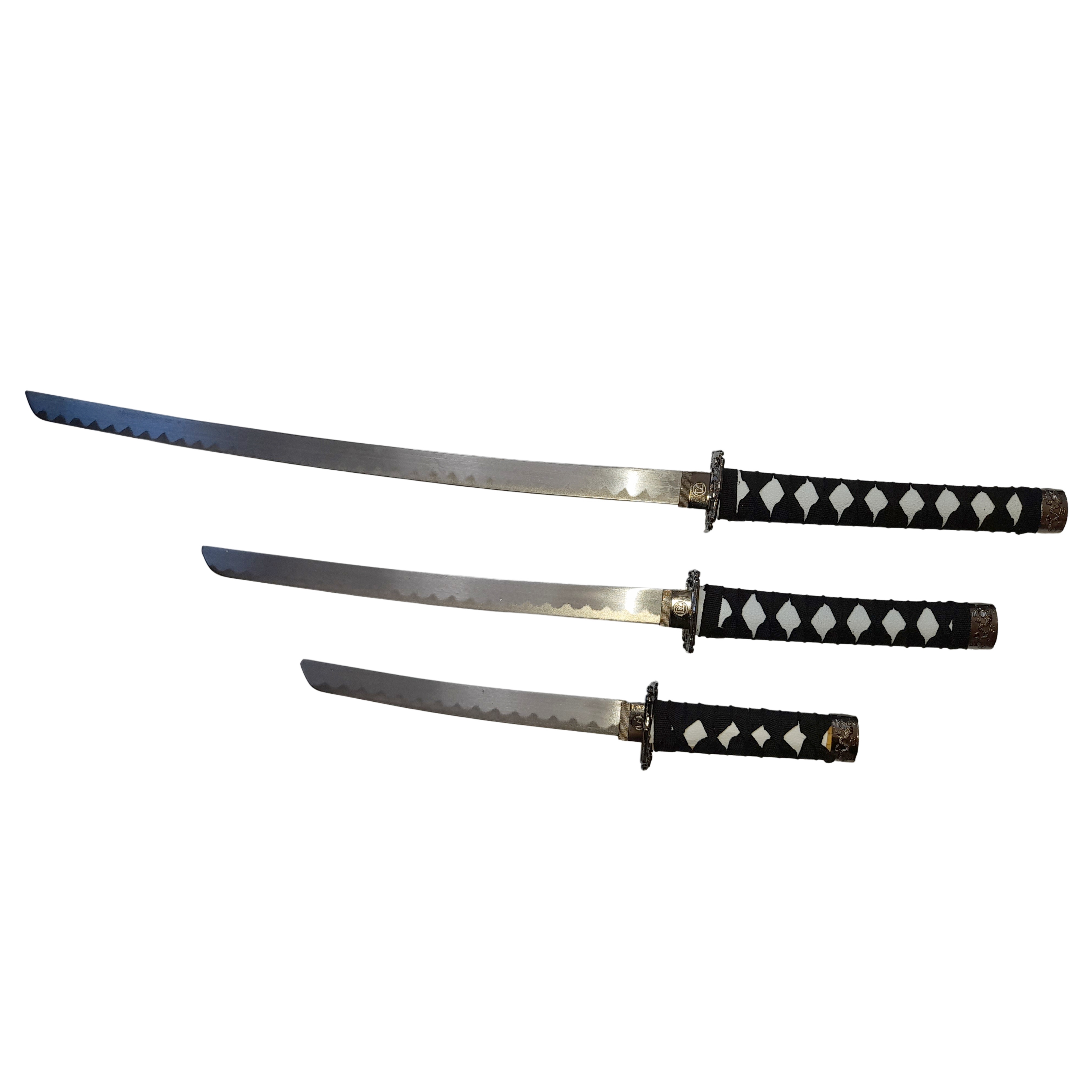 Set sabii katane decorative IdeallStore, panoplie, Ninja Warrior, negru, metal, 83 cm, teaca inclusa