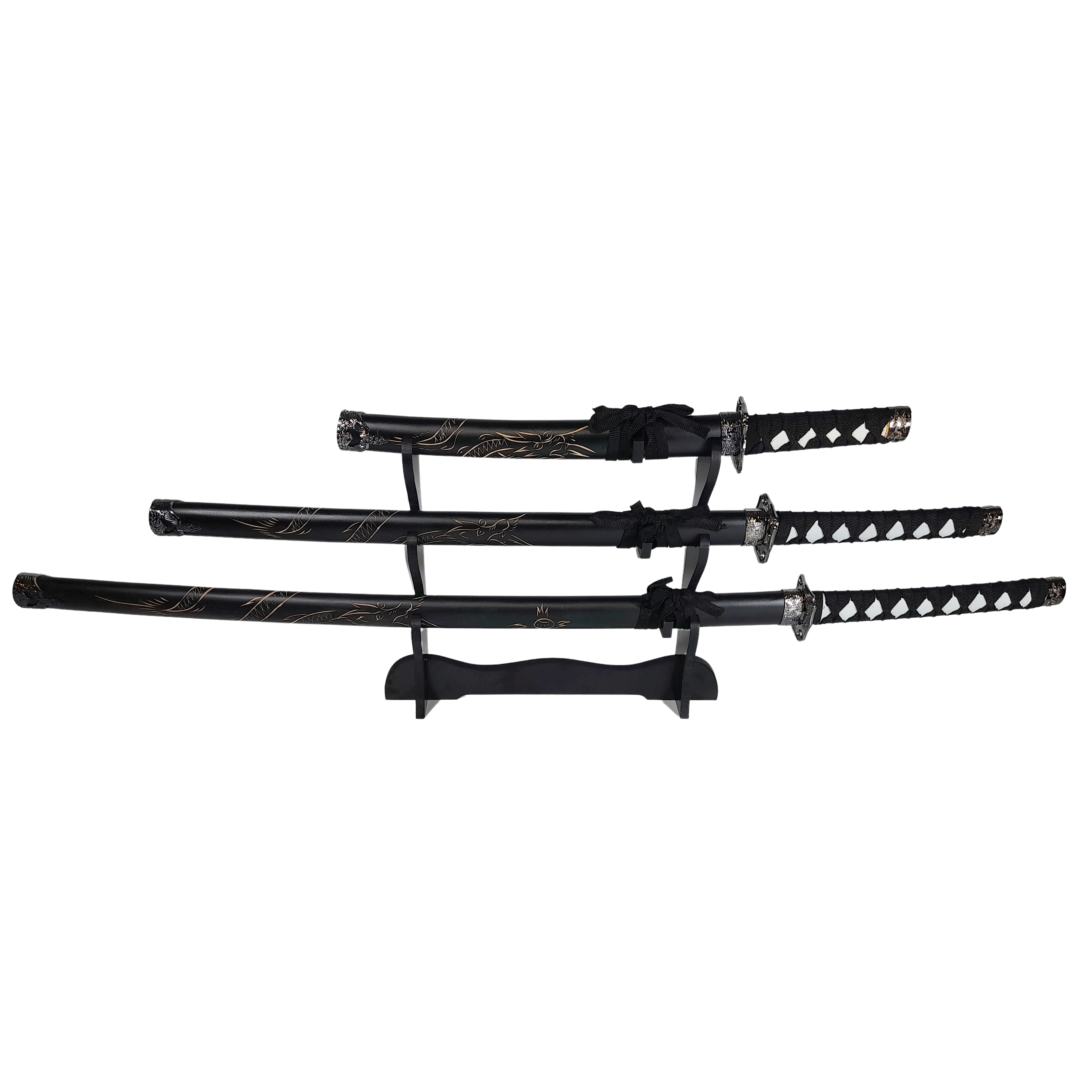 Set sabii katane decorative IdeallStore, panoplie, Ninja Warrior, negru, metal, 83 cm, teaca inclusa
