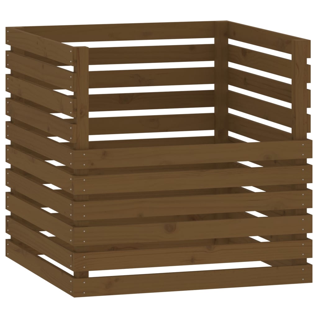 Compostor, maro miere, 80x80x78 cm, lemn masiv de pin