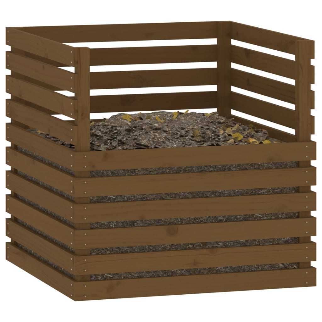 Compostor, maro miere, 80x80x78 cm, lemn masiv de pin