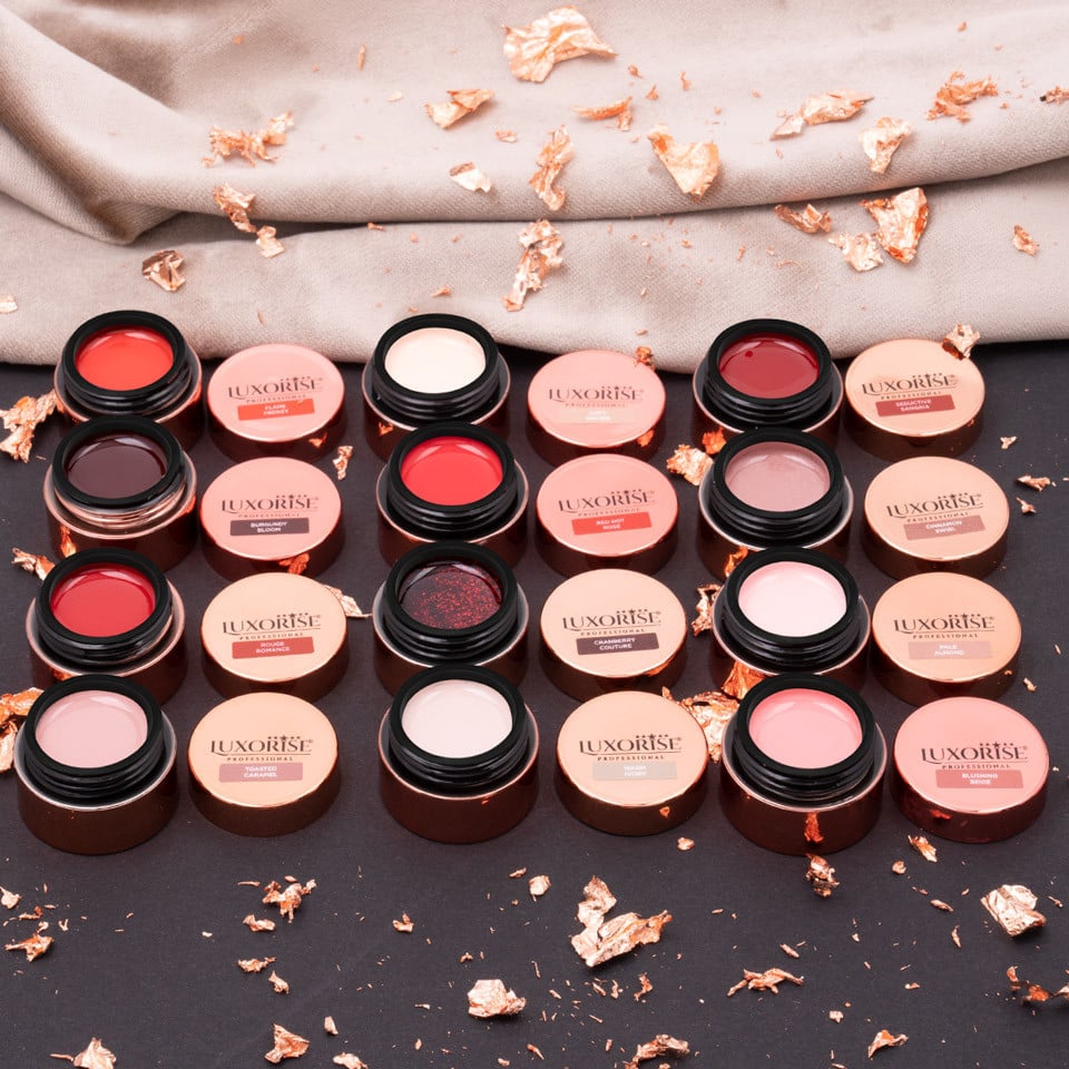 Set Gel UV LUXORISE Colorate, Red-Hot Nudes, 12buc, 5ml