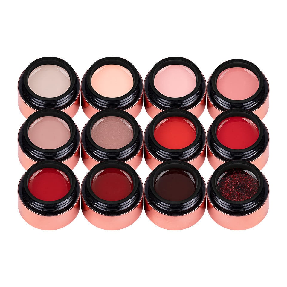 Set Gel UV LUXORISE Colorate, Red-Hot Nudes, 12buc, 5ml