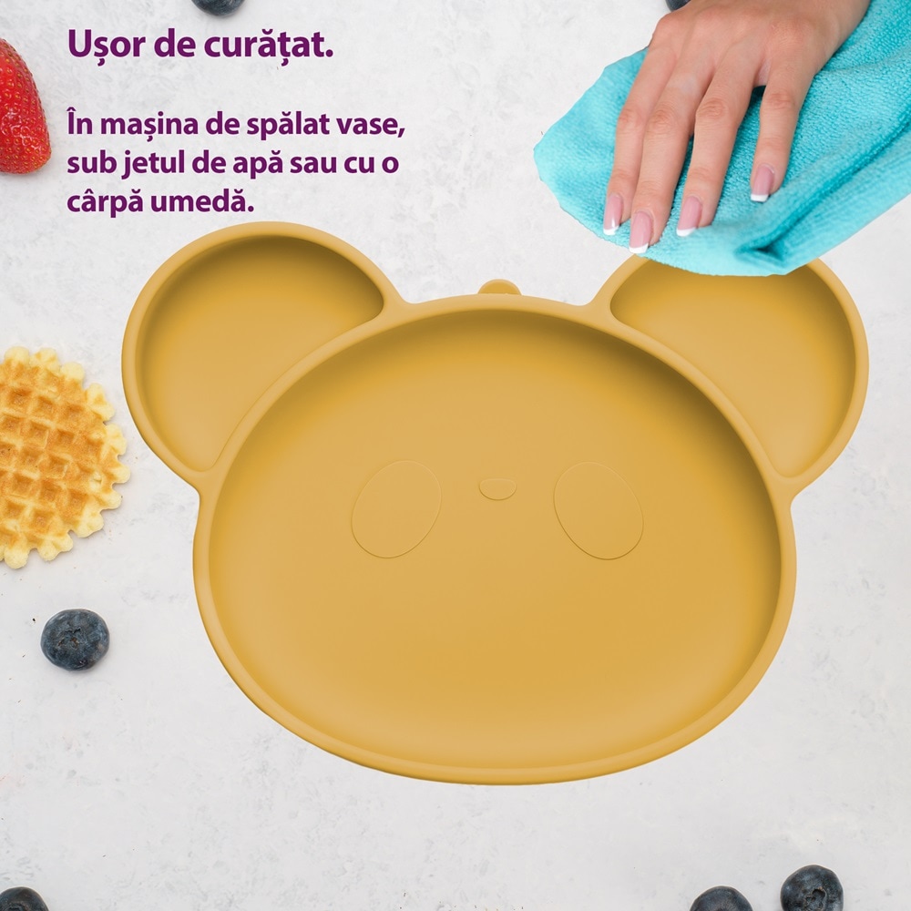 Farfurie din silicon, AppeKids - Panda - Honey