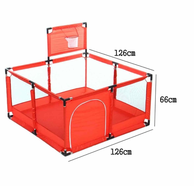 Tarc pentru copii, set de joaca, cu cos de bachet , pereti pentru siguranta, pentru interior/exterior, rosu, 126x126x66, buz