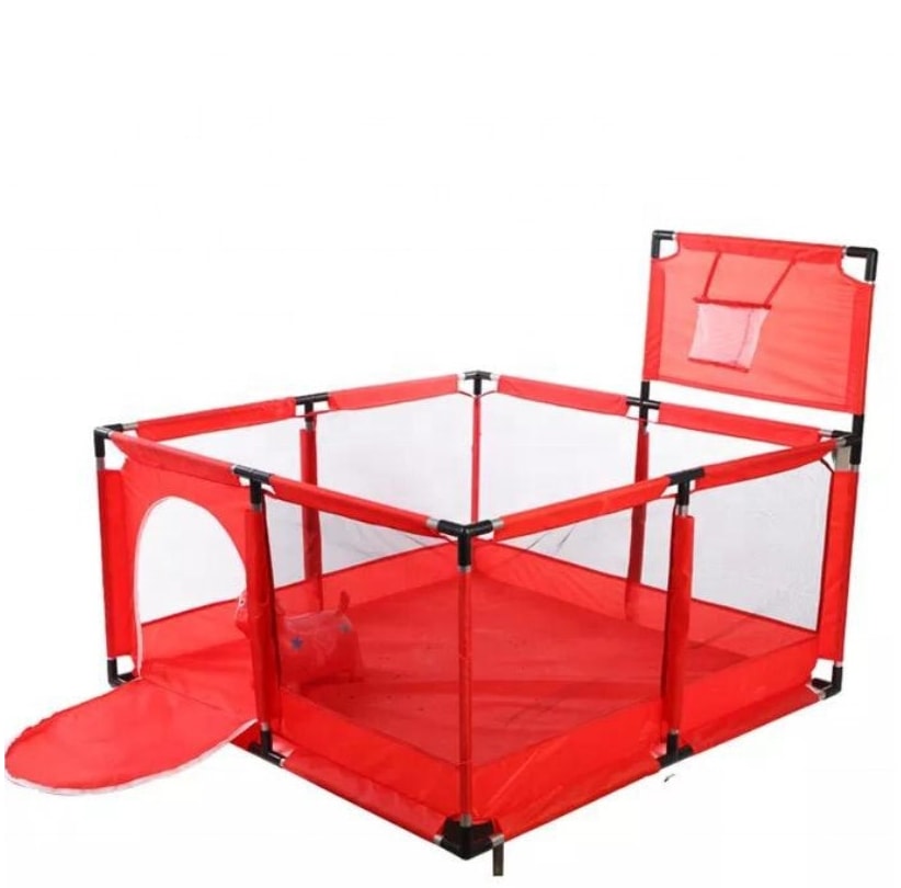 Tarc pentru copii, set de joaca, cu cos de bachet , pereti pentru siguranta, pentru interior/exterior, rosu, 126x126x66, buz