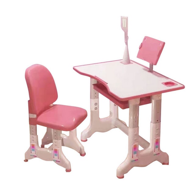 Set de masa si scaun pentru copii, ajustabile, cu lampa inclusa, culoare roz, LEXI