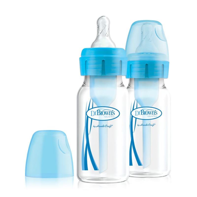 Pachet Biberoane Anti-Colici cu Gat Ingust "Options Plus" PP, 120 ml. (2 pack), Albastru