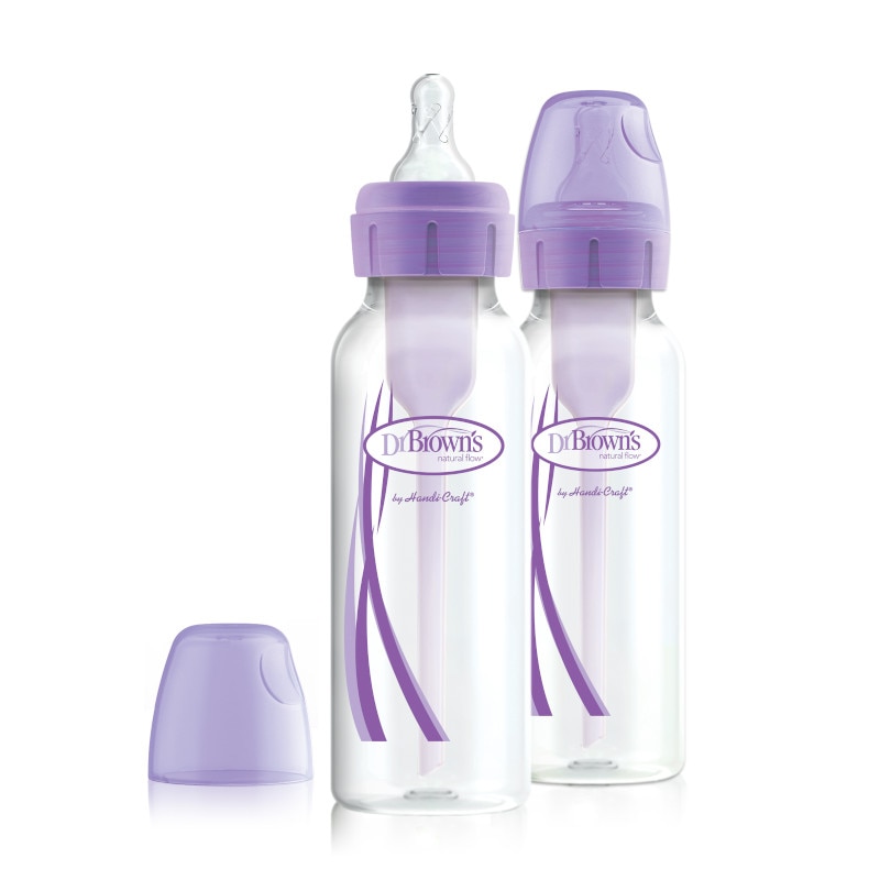 Pachet Biberoane Anti-Colici cu Gat Ingust Options Plus  PP, 250 ml. (2 pack) Violet