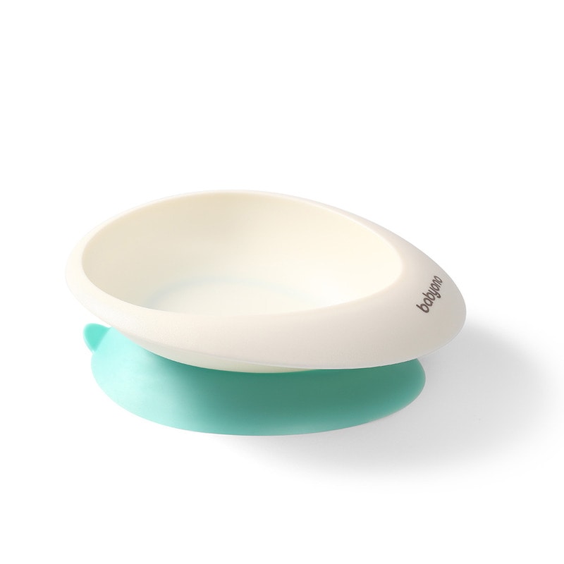 Set bol cu ventuza si lingura BabyOno, Plastic moale, Fara BPA, 230 ml, 6 luni+, Verde