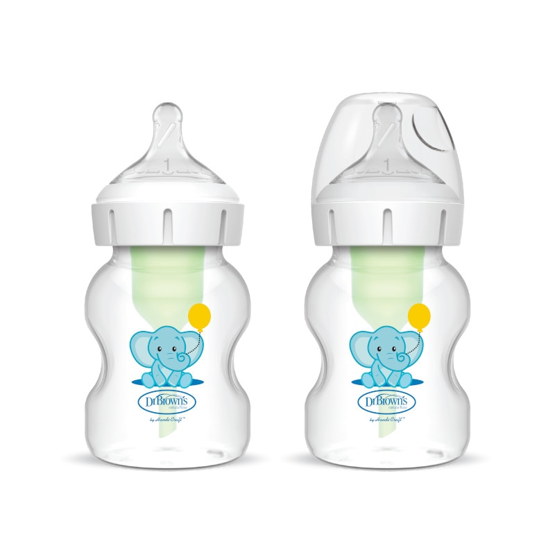 Biberon Anti-Colici cu Gat Larg PP,150 ml. "Options Plus" Design, (2 pack)