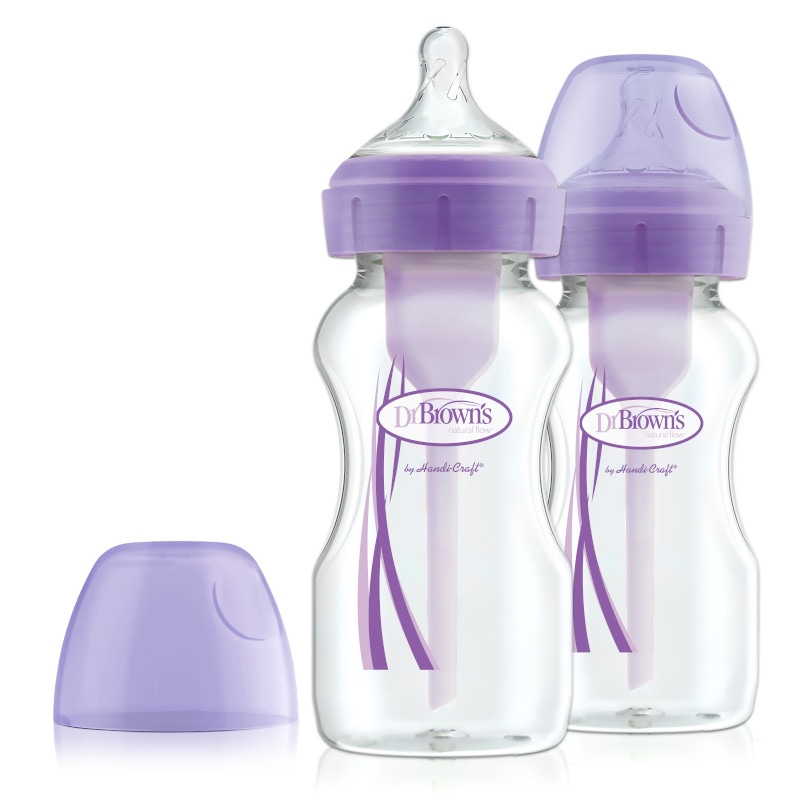 Pachet Biberoane Anti-Colici Gat Larg "Options Plus" PP,  270 ml. Violet (2-Pack)