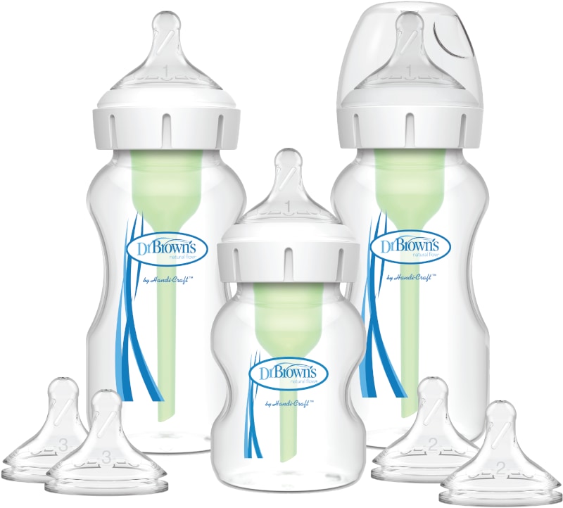 Starter Kit biberoane anticolici Options Plus Dr. Brown's, gat larg, polipropilena