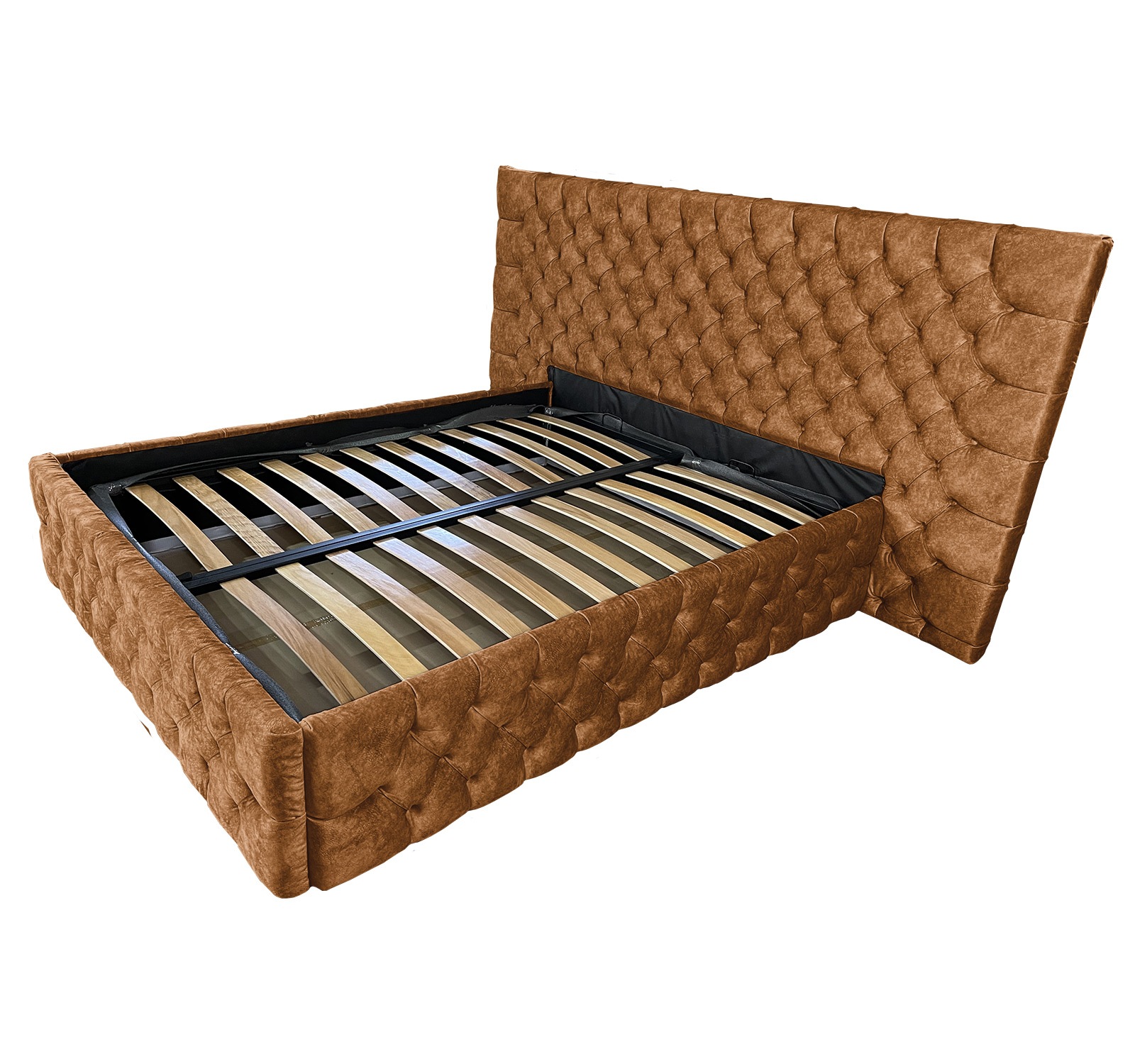 Pat tapitat cu somiera Beds Place, Cyntia wide Premium, aramiu 080, 140x200 cm, H140