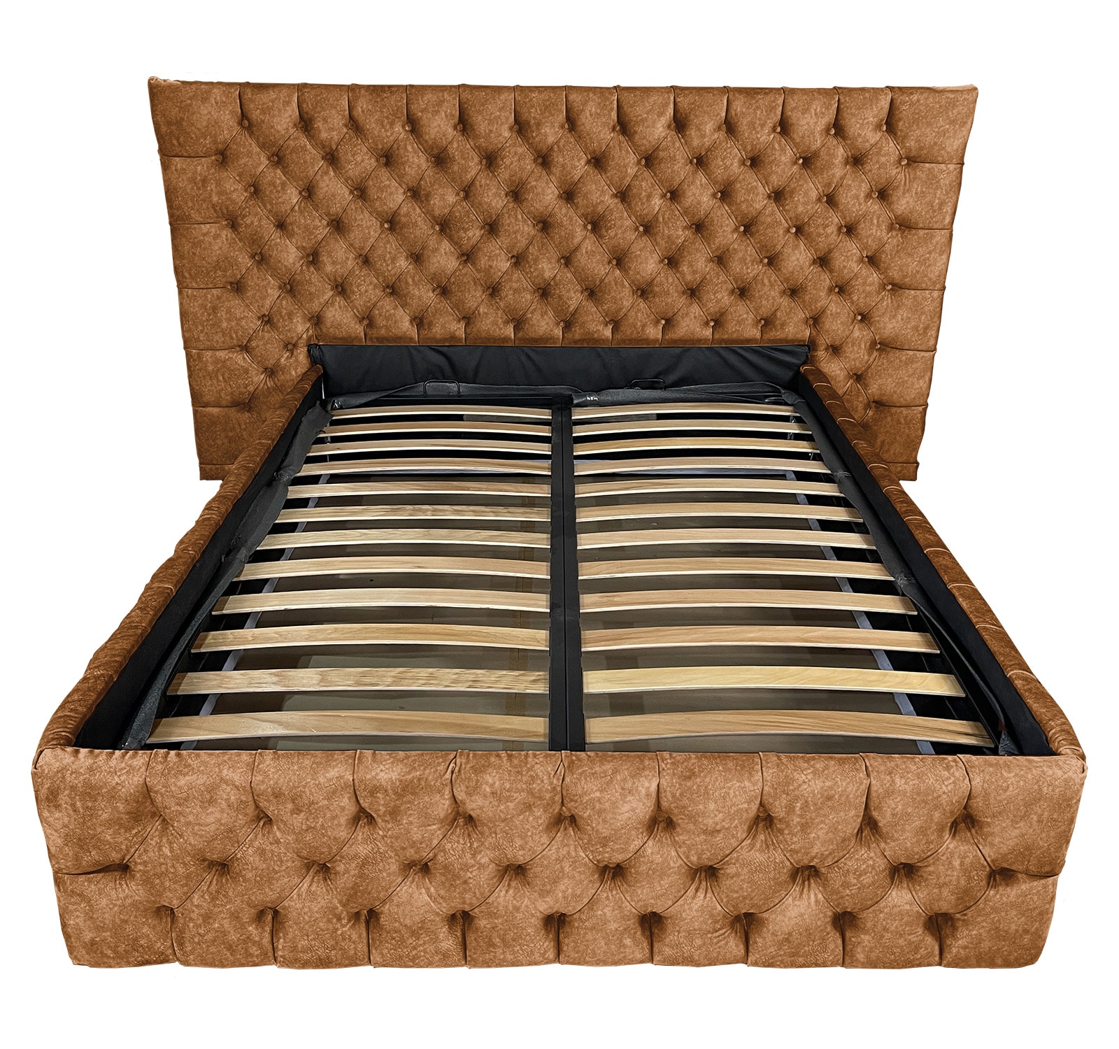 Pat tapitat cu somiera Beds Place, Cyntia wide Premium, aramiu 080, 140x200 cm, H140