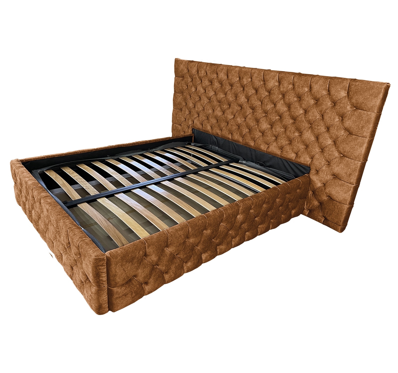 Pat tapitat cu somiera Beds Place, Cyntia wide Premium, aramiu 080, 140x200 cm, H150