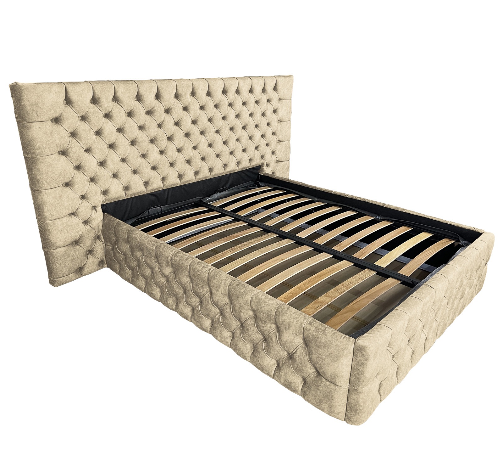 Pat tapitat cu somiera Beds Place, Cyntia wide Premium, cappuccino 060, 180x200 cm, H150