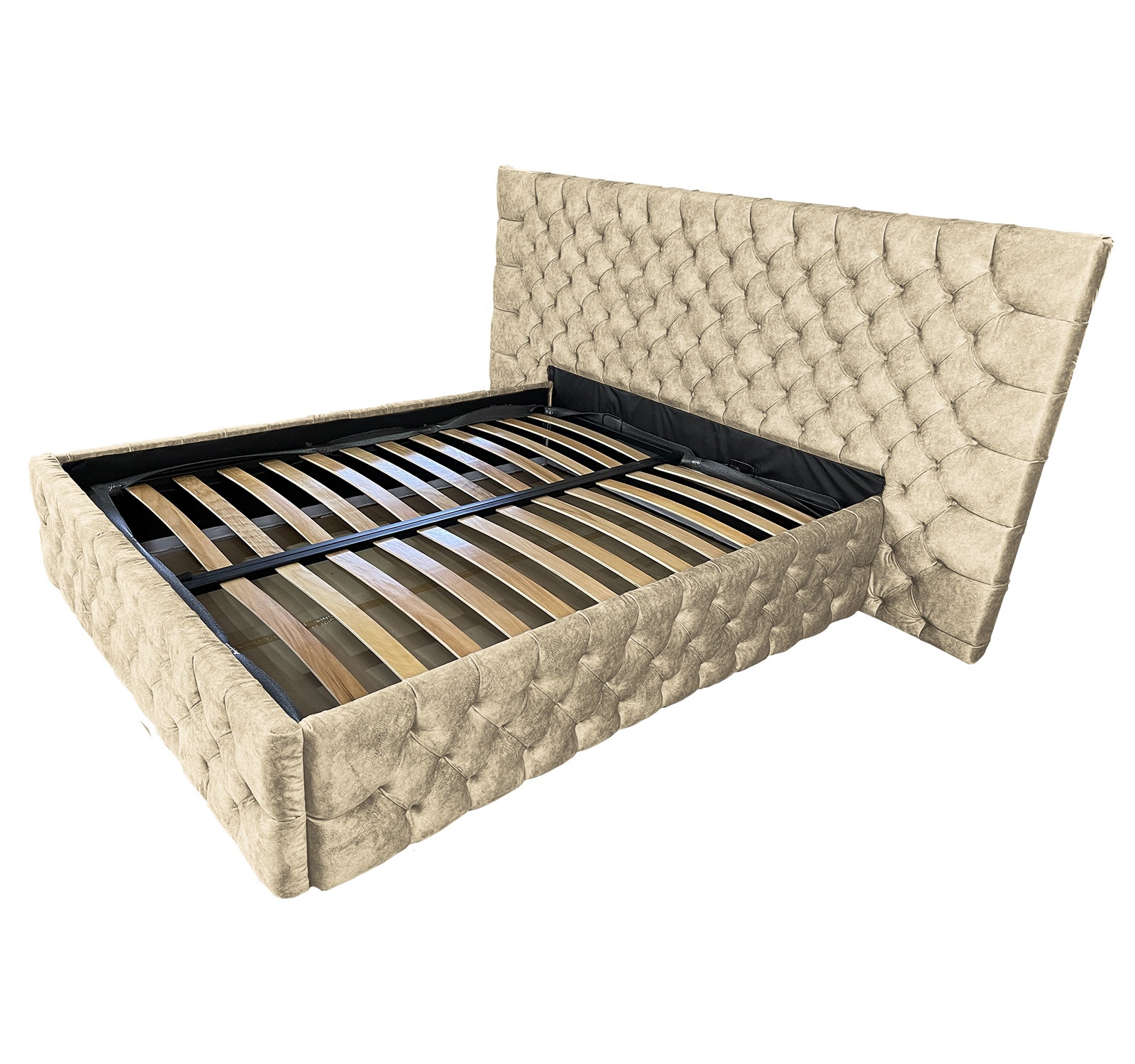 Pat tapitat cu somiera Beds Place, Cyntia wide Premium, cappuccino 060, 180x200 cm, H150