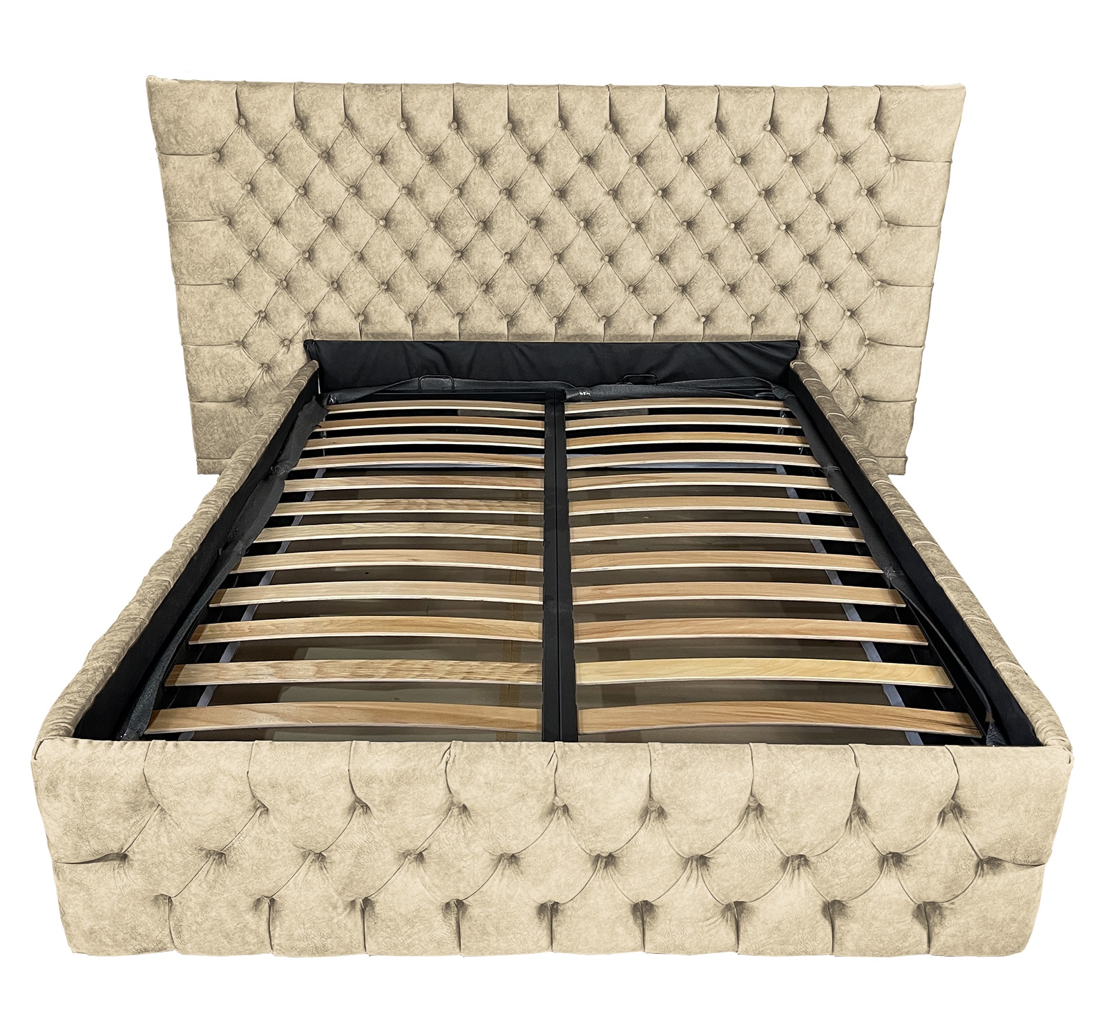 Pat tapitat cu somiera Beds Place, Cyntia wide Premium, cappuccino 060, 180x200 cm, H150