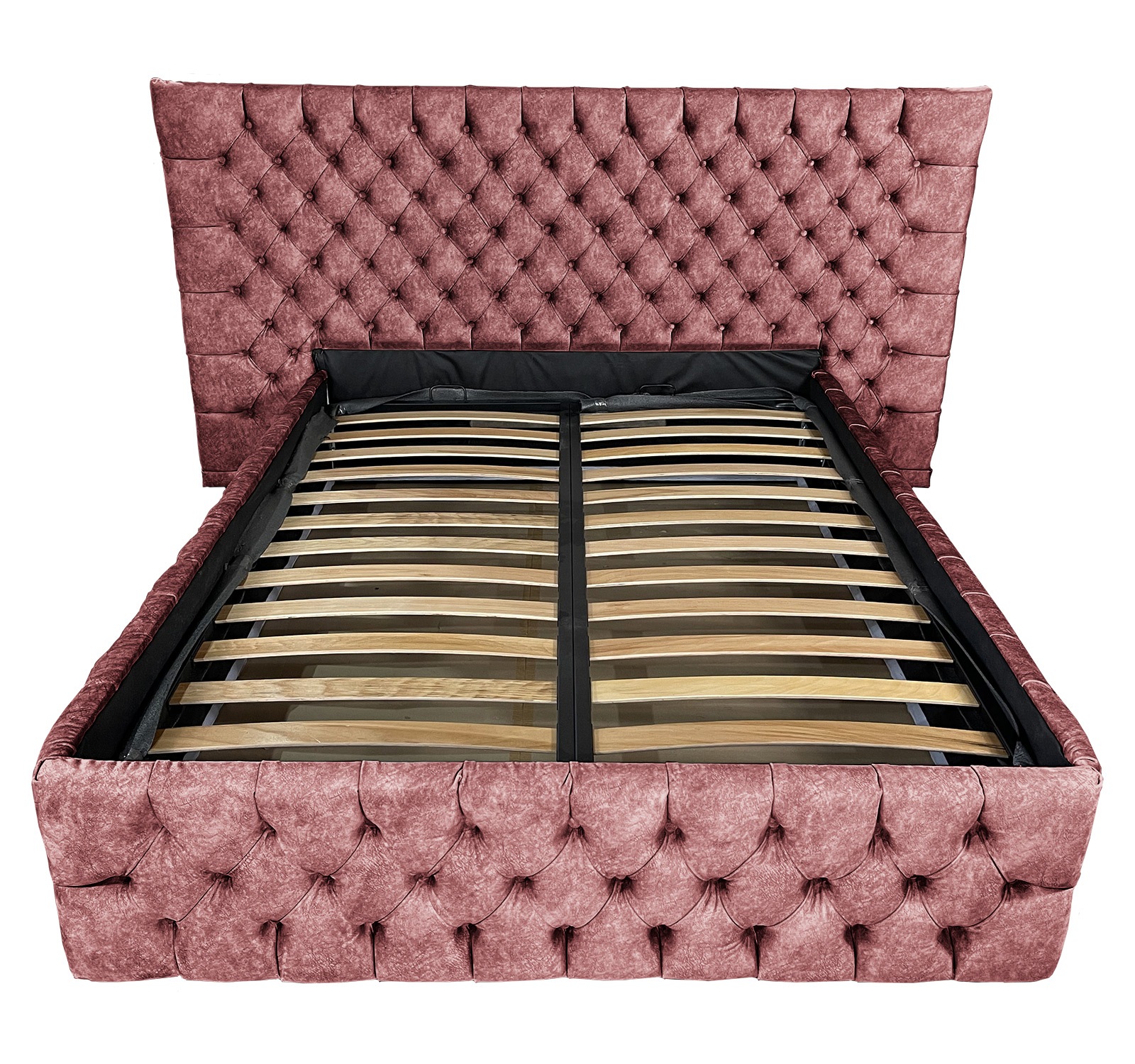 Pat tapitat cu somiera Beds Place, Cyntia wide Premium, caramiziu 110, 160x200 cm, H115