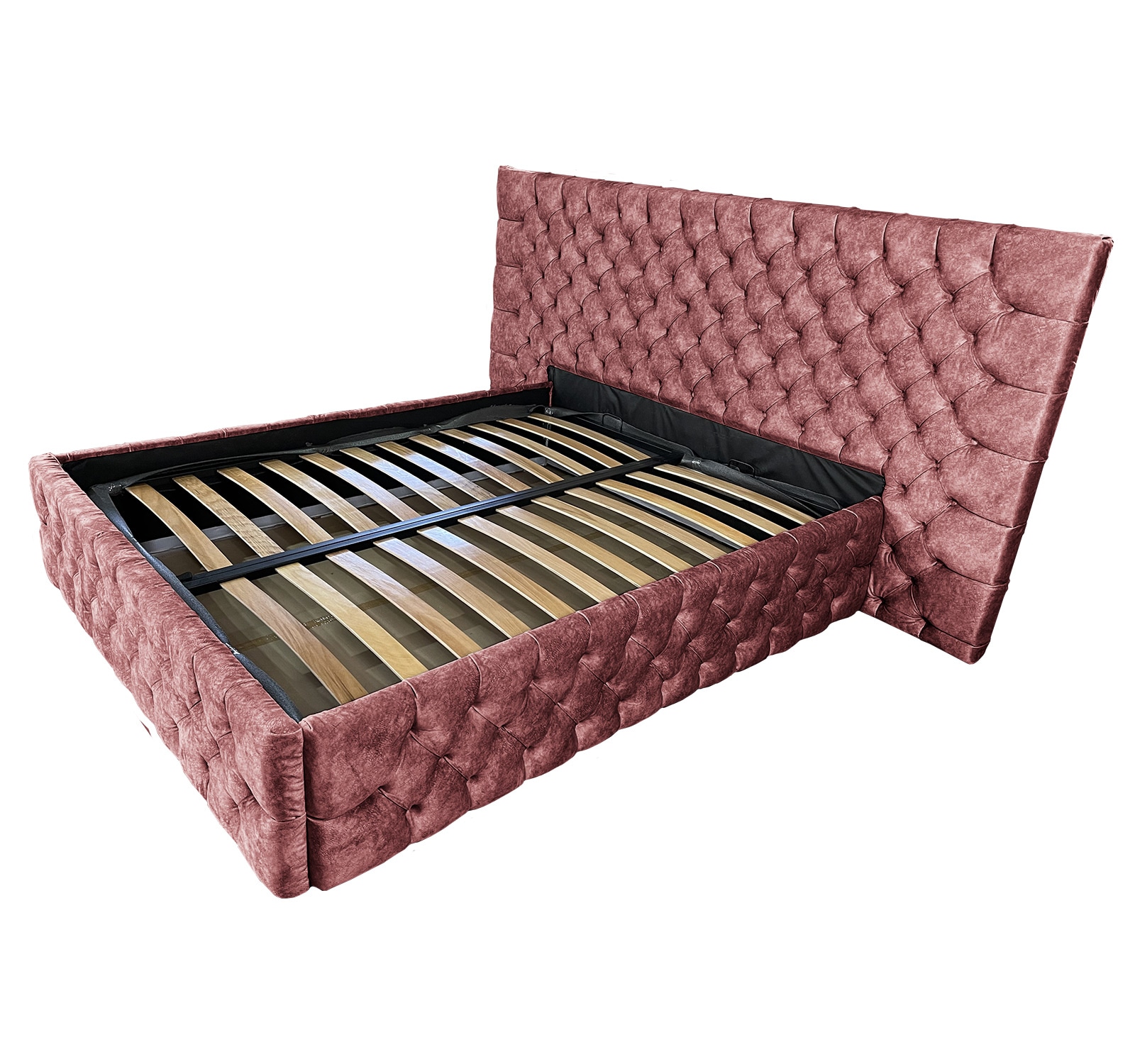 Pat tapitat cu somiera Beds Place, Cyntia wide Premium, caramiziu 110, 180x200 cm, H150