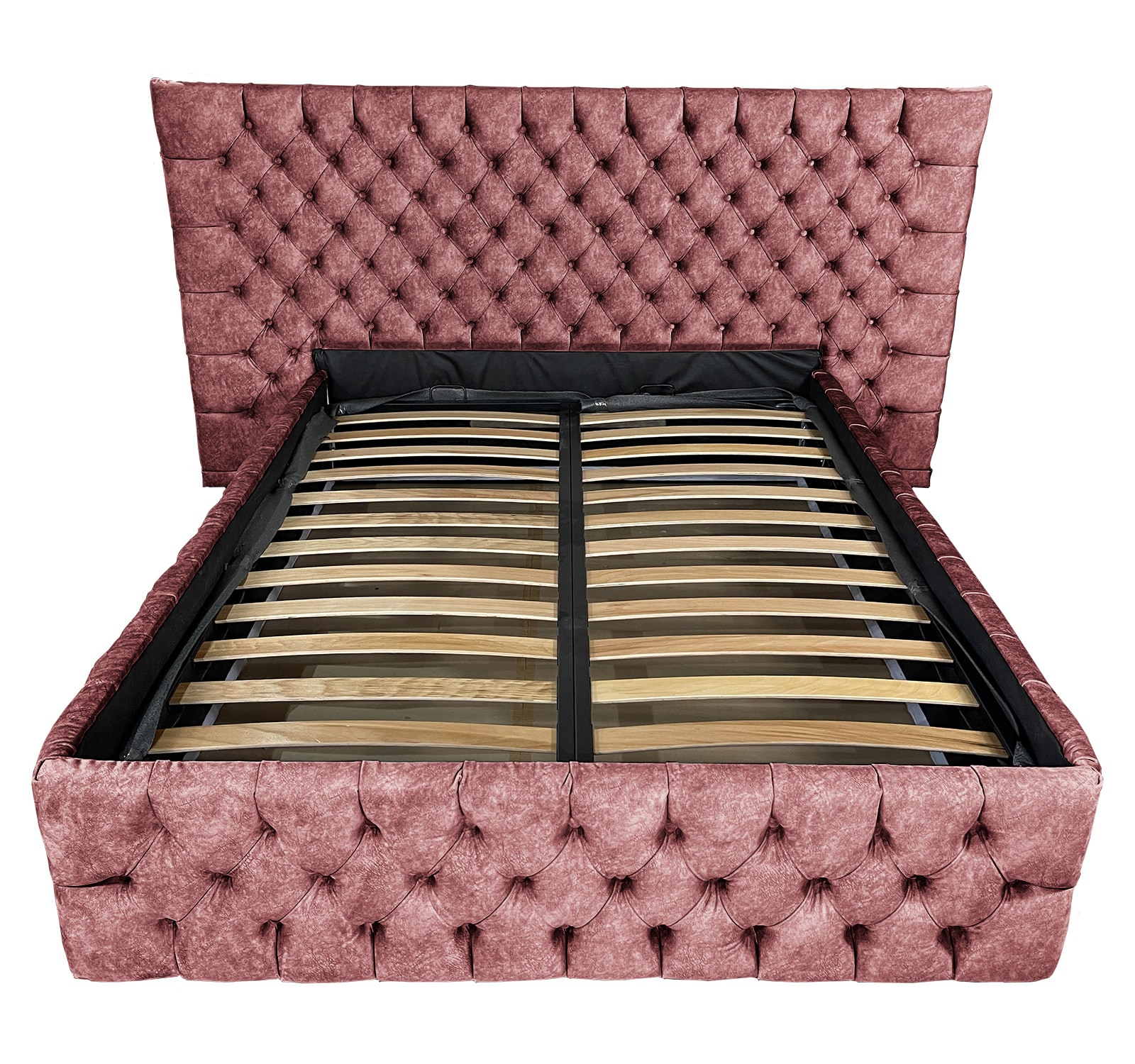 Pat tapitat cu somiera Beds Place, Cyntia wide Premium, caramiziu 110, 180x200 cm, H150