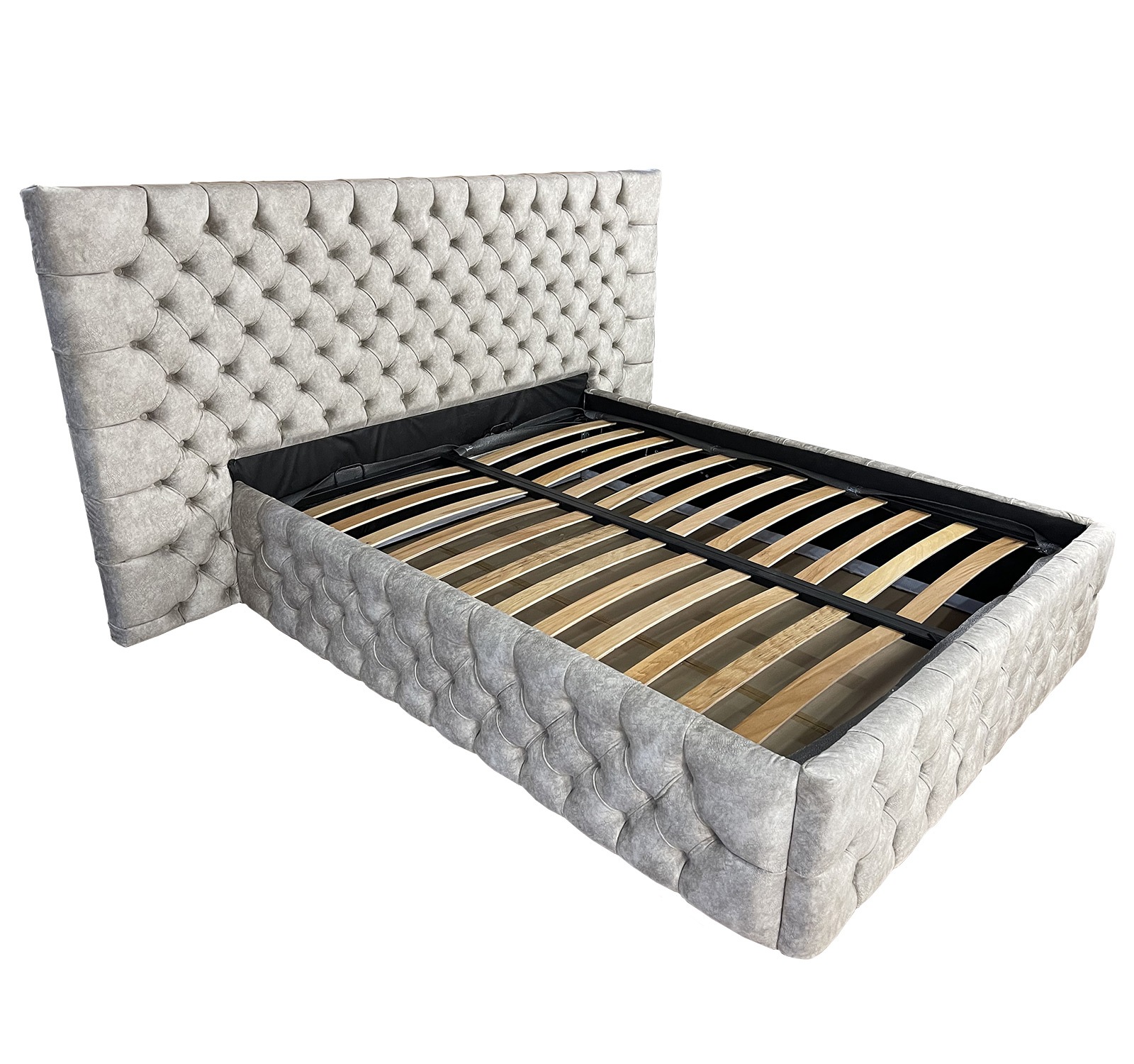 Pat tapitat cu somiera Beds Place, Cyntia wide Premium, crem 910, 140x200 cm, H110