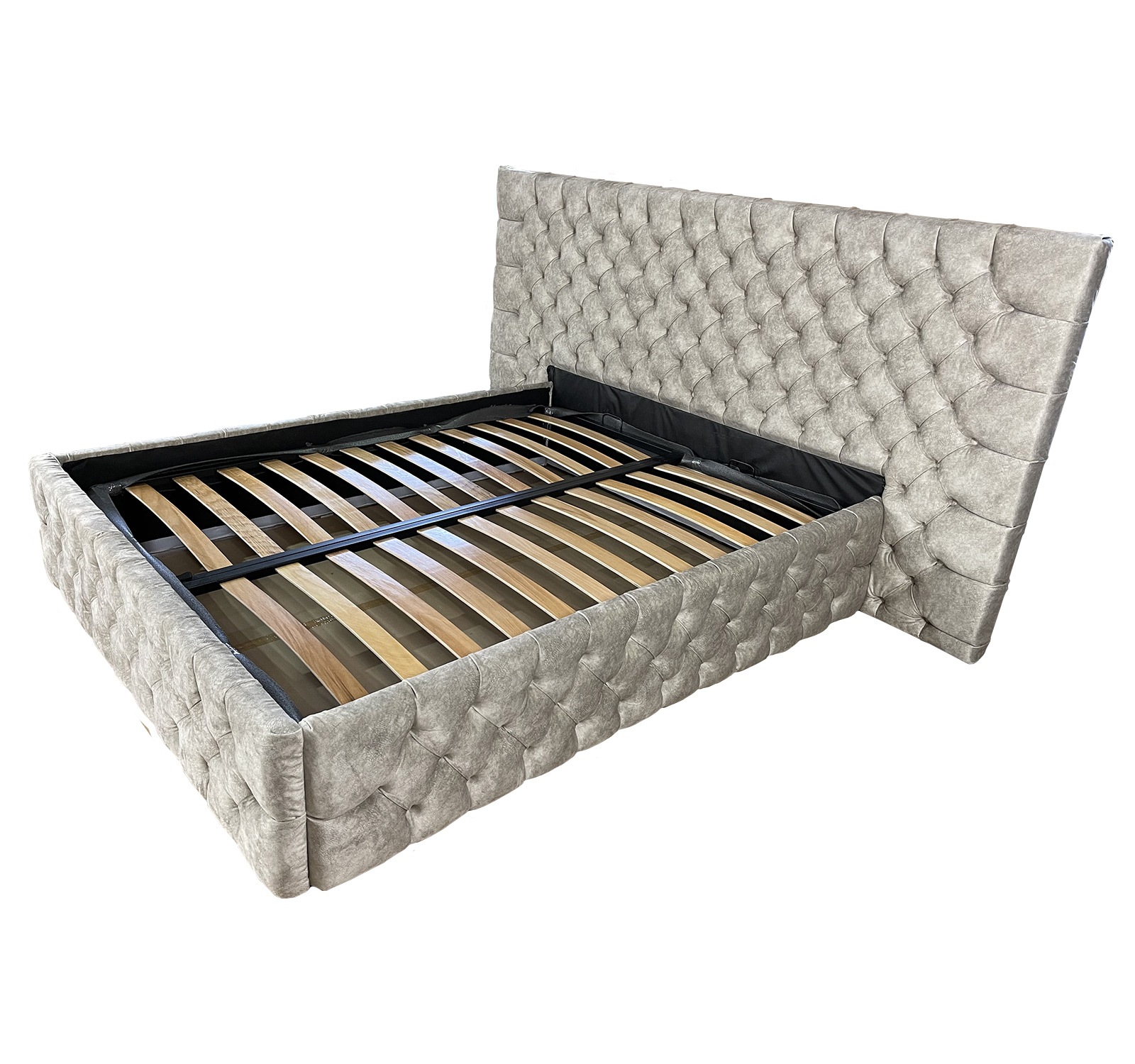 Pat tapitat cu somiera Beds Place, Cyntia wide Premium, crem 910, 140x200 cm, H110