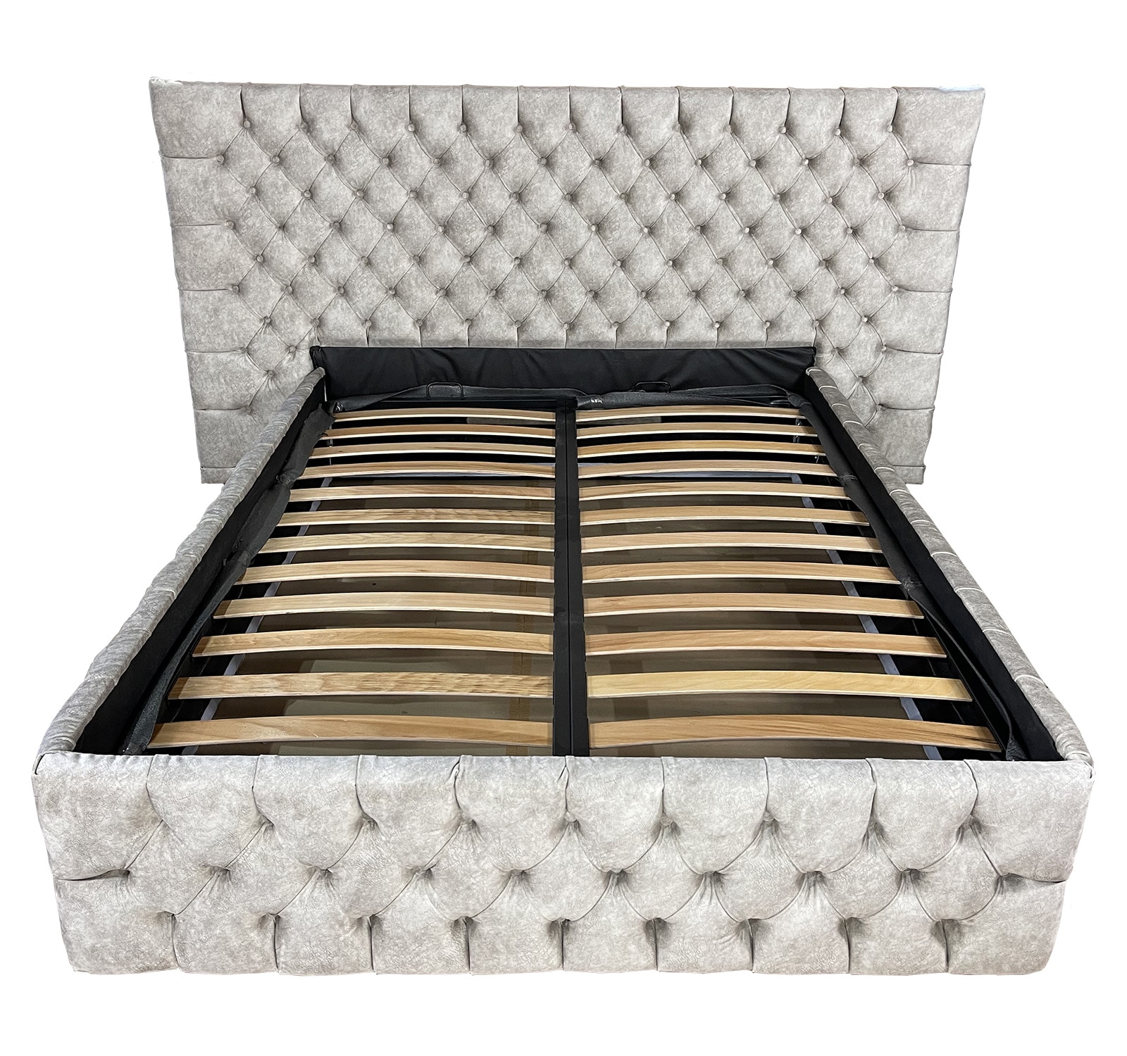 Pat tapitat cu somiera Beds Place, Cyntia wide Premium, crem 910, 140x200 cm, H110