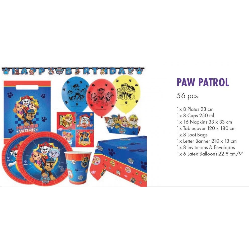 Set petrecere Paw Patrol, 56 piese