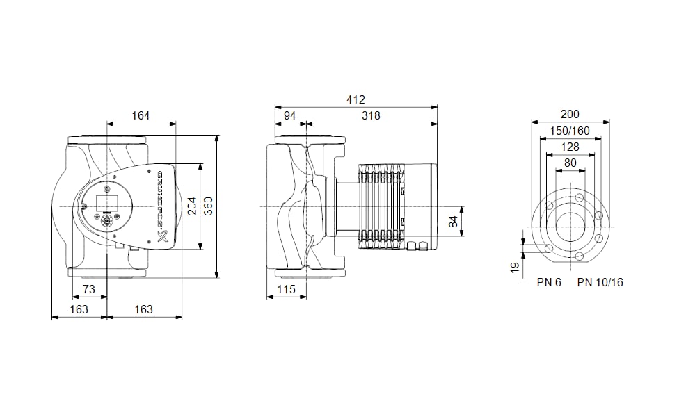 Pompa de circulatie Grundfos Magna3 80-80 F 360, 50 / 60 Hz, 1 x 230 V, PN 10