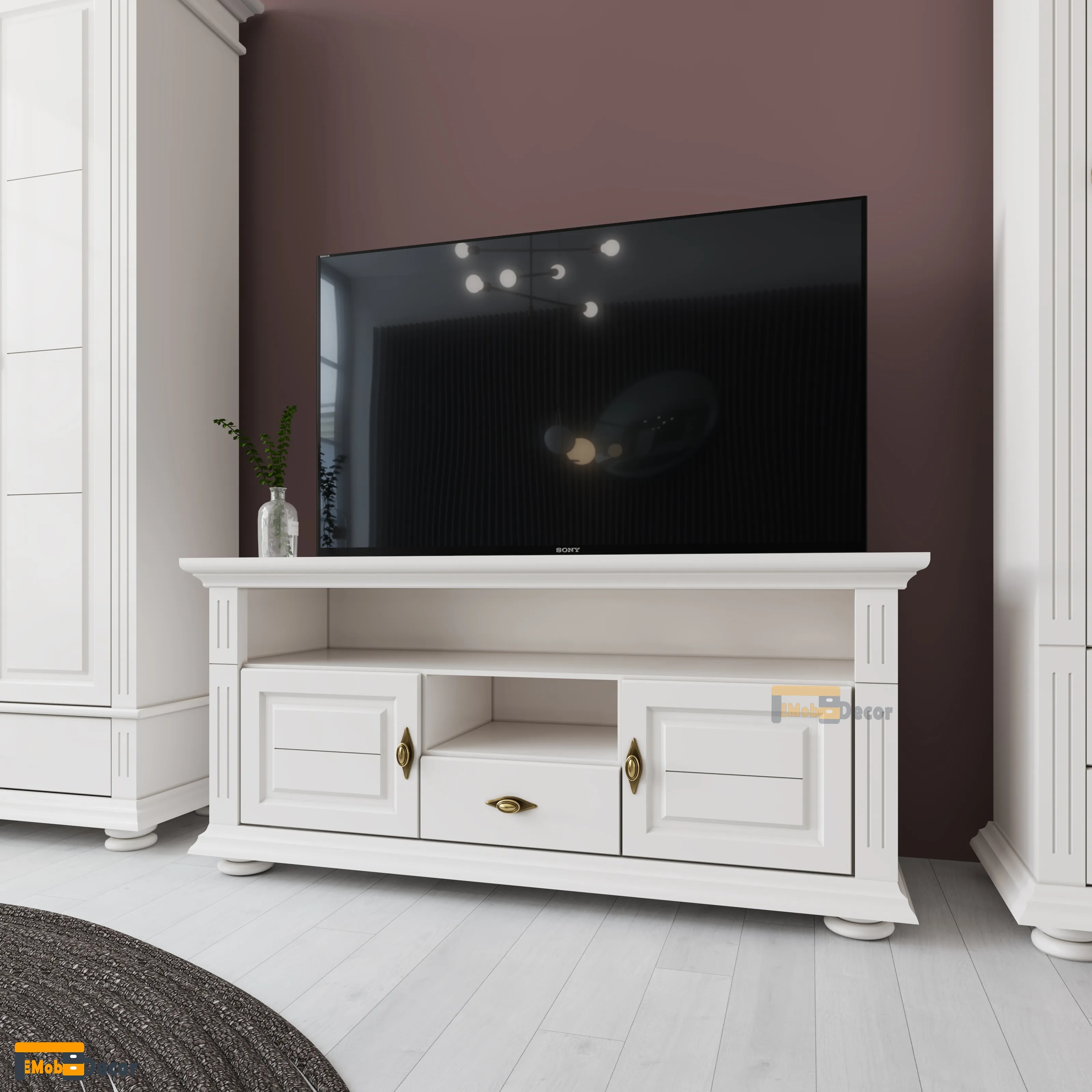 Mobila living Blanca, alb, 333 x 41 x 200 cm