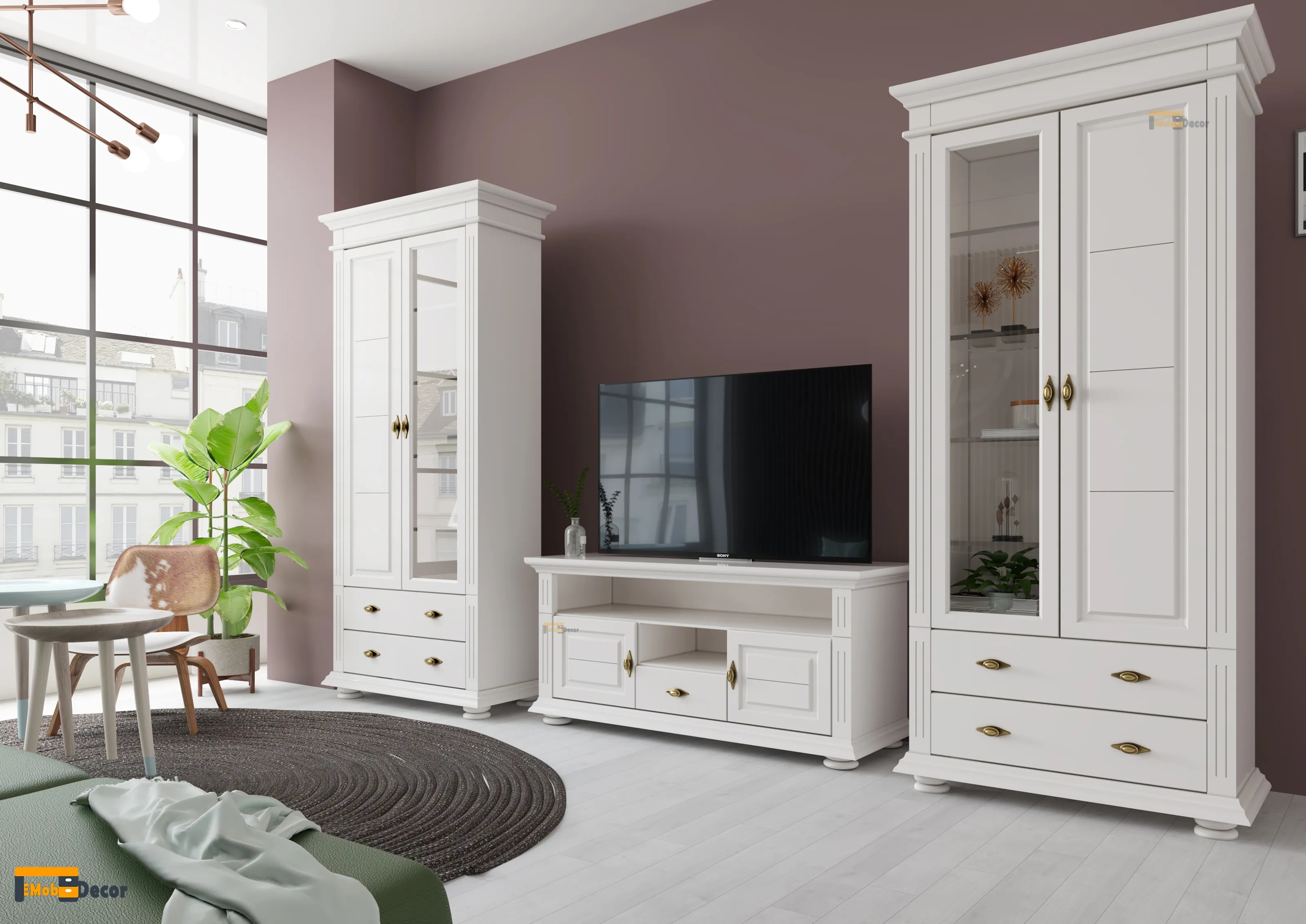 Mobila living Blanca, alb, 333 x 41 x 200 cm