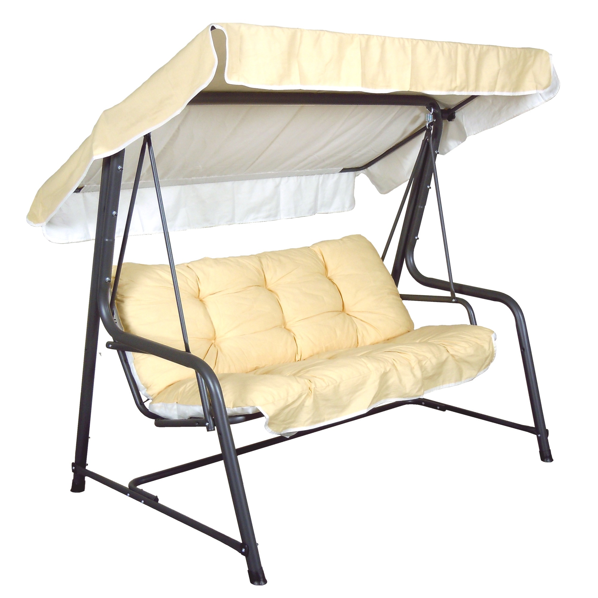 Leagan balansoar gradina, Damasco, 3 locuri, 240 kg, structura otel, 188x113x153, perne incluse, Crem