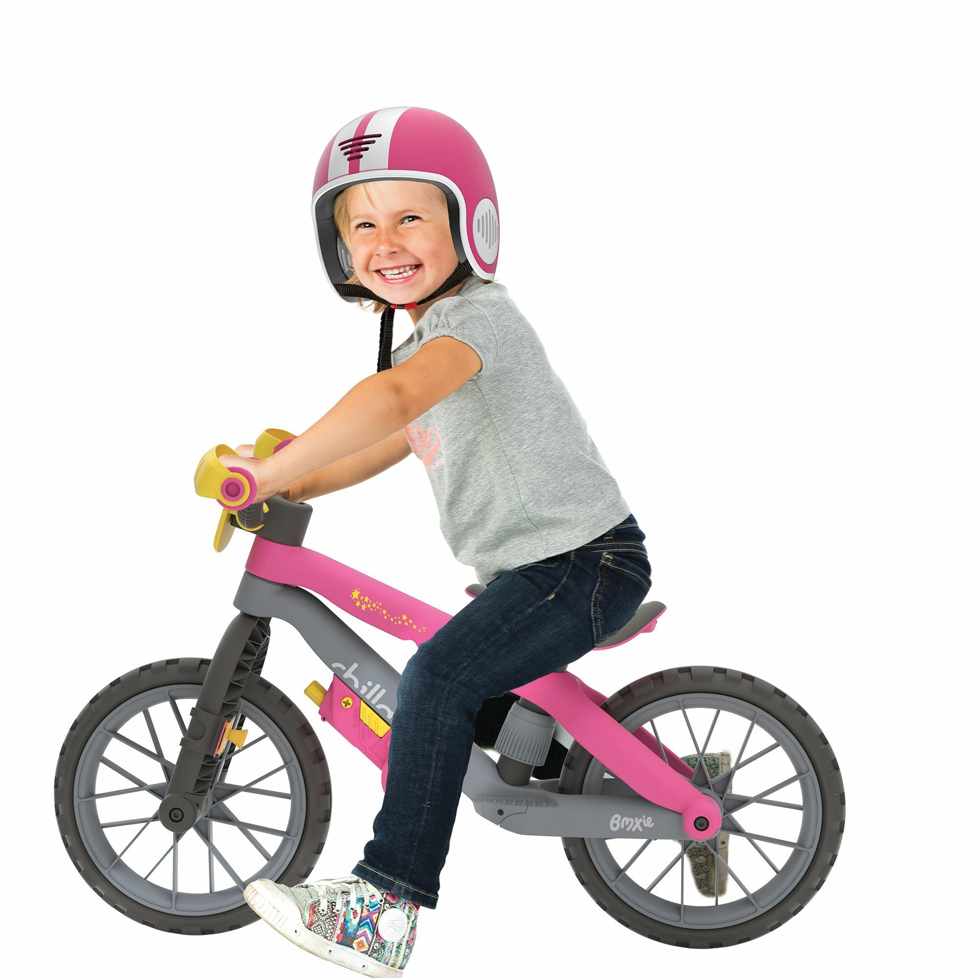 Bicicleta de echilibru, Chillafish, BMXie Moto, Cu sunete reale Vroom Vroom, Cu sa reglabila, Greutatate 3.8 Kg, 12 inch, Pentru 2 - 5 ani, Pink