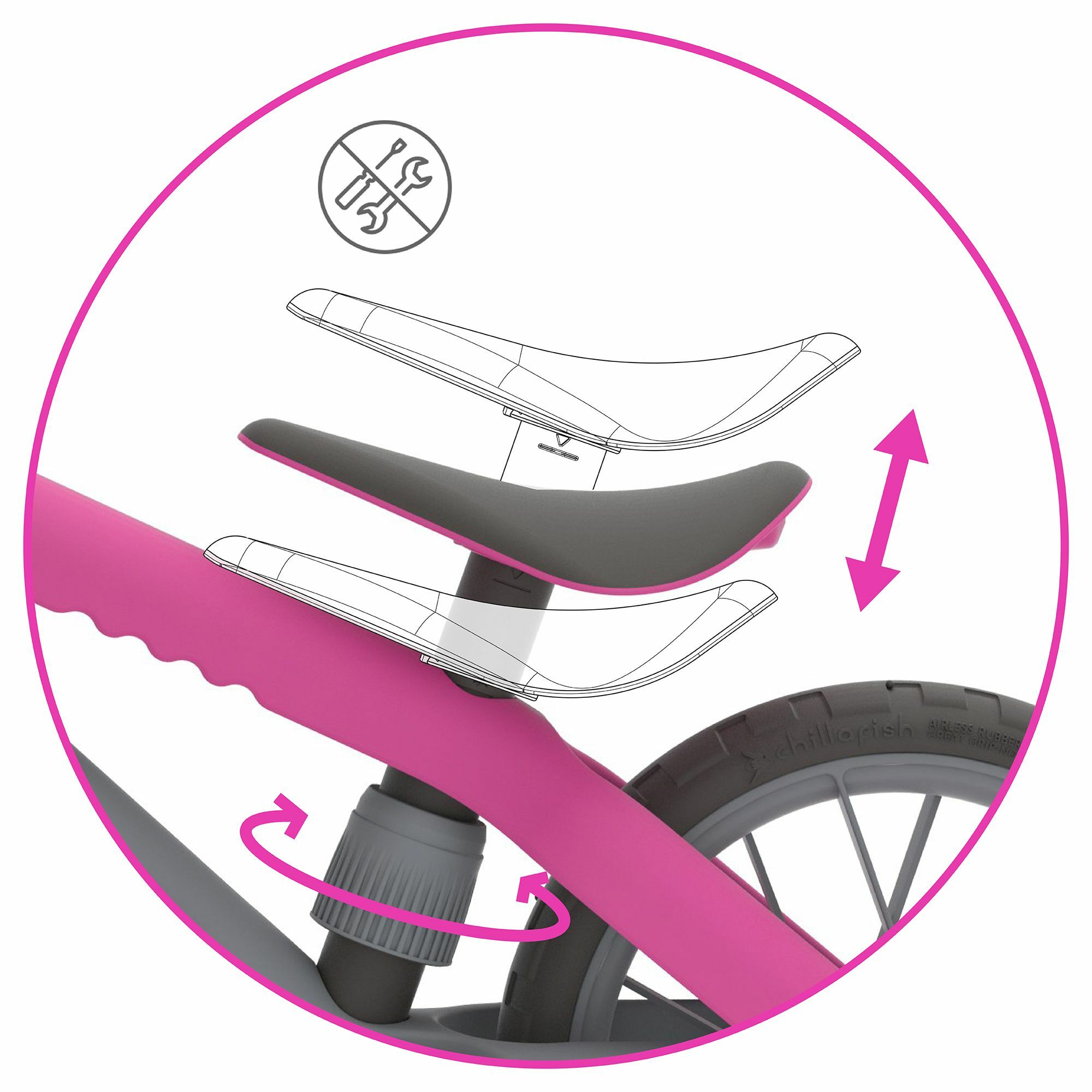 Bicicleta de echilibru, Chillafish, BMXie Moto, Cu sunete reale Vroom Vroom, Cu sa reglabila, Greutatate 3.8 Kg, 12 inch, Pentru 2 - 5 ani, Pink