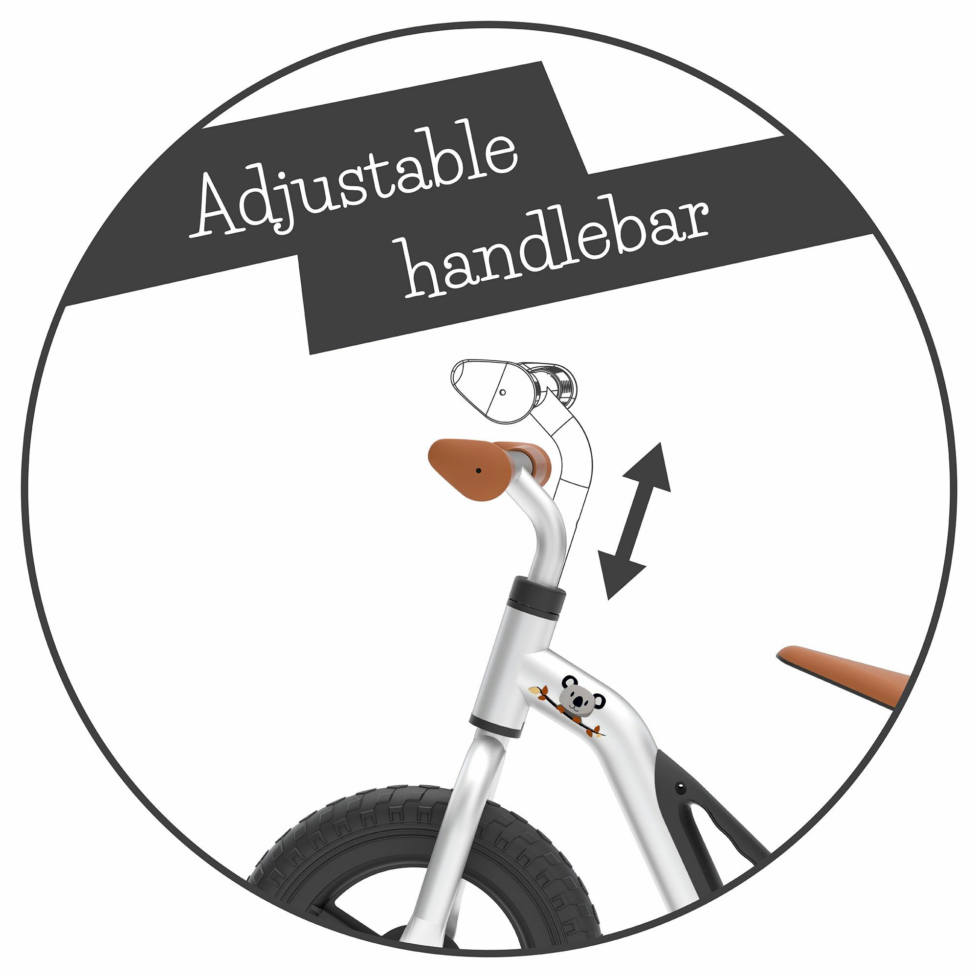 Bicicleta de echilibru, Chillafish, Charlie, Cu ghidon si sa reglabile, Greutate 2.5 Kg, Roti din spuma EVA, 10 inch, 18 - 48 luni, Silver